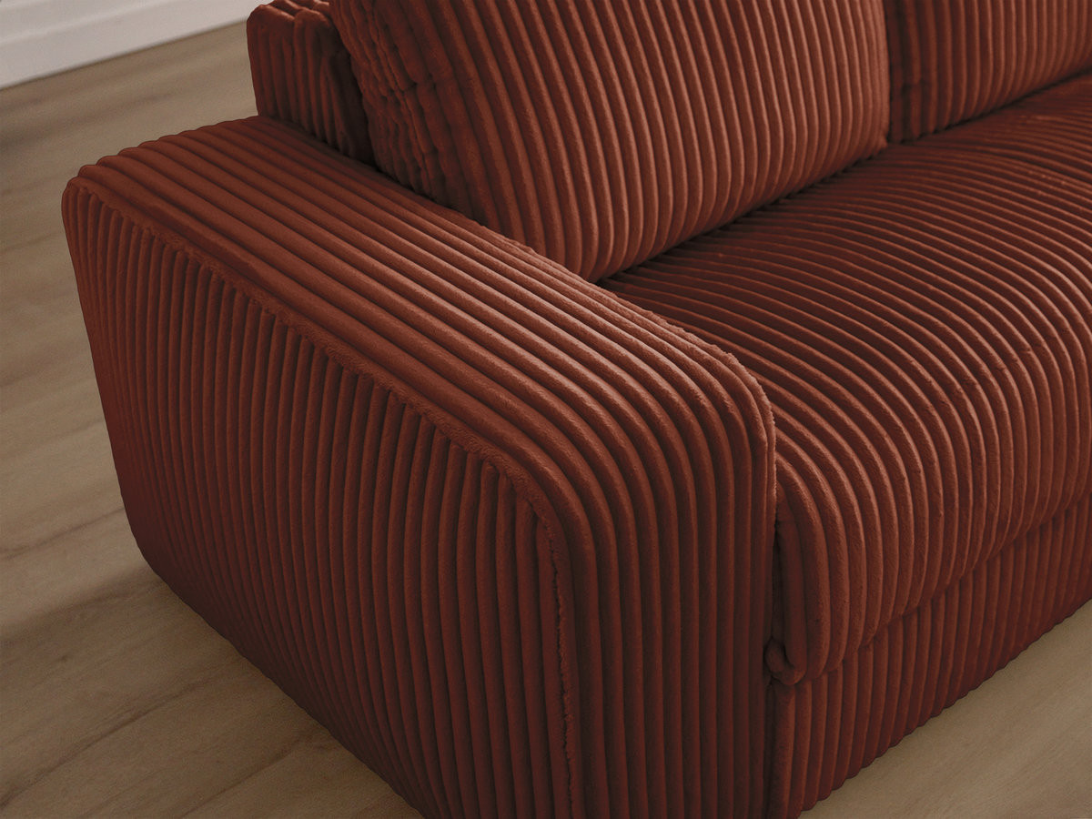 Bobochic Ibiza Schlafsofa 3-Sitzer Cordsamt Orange, Liegefläche 140 × 196 cm