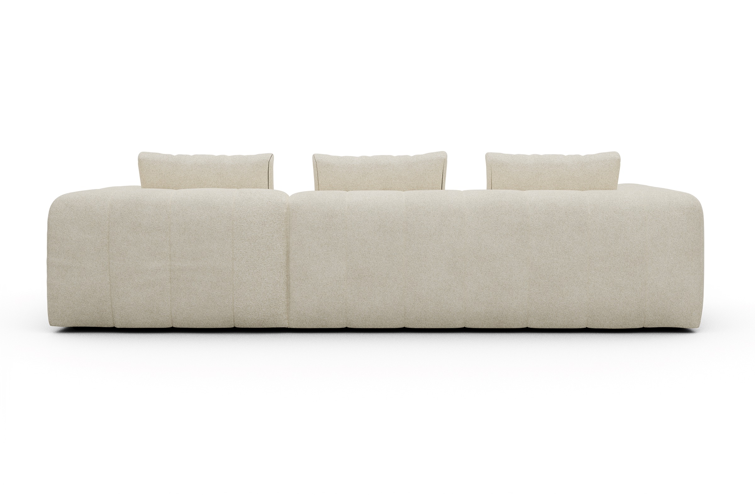 Ecksofa Hugo 2,5-Sitzer Armlehne links mit Chaiselongue Boucle-Off-White