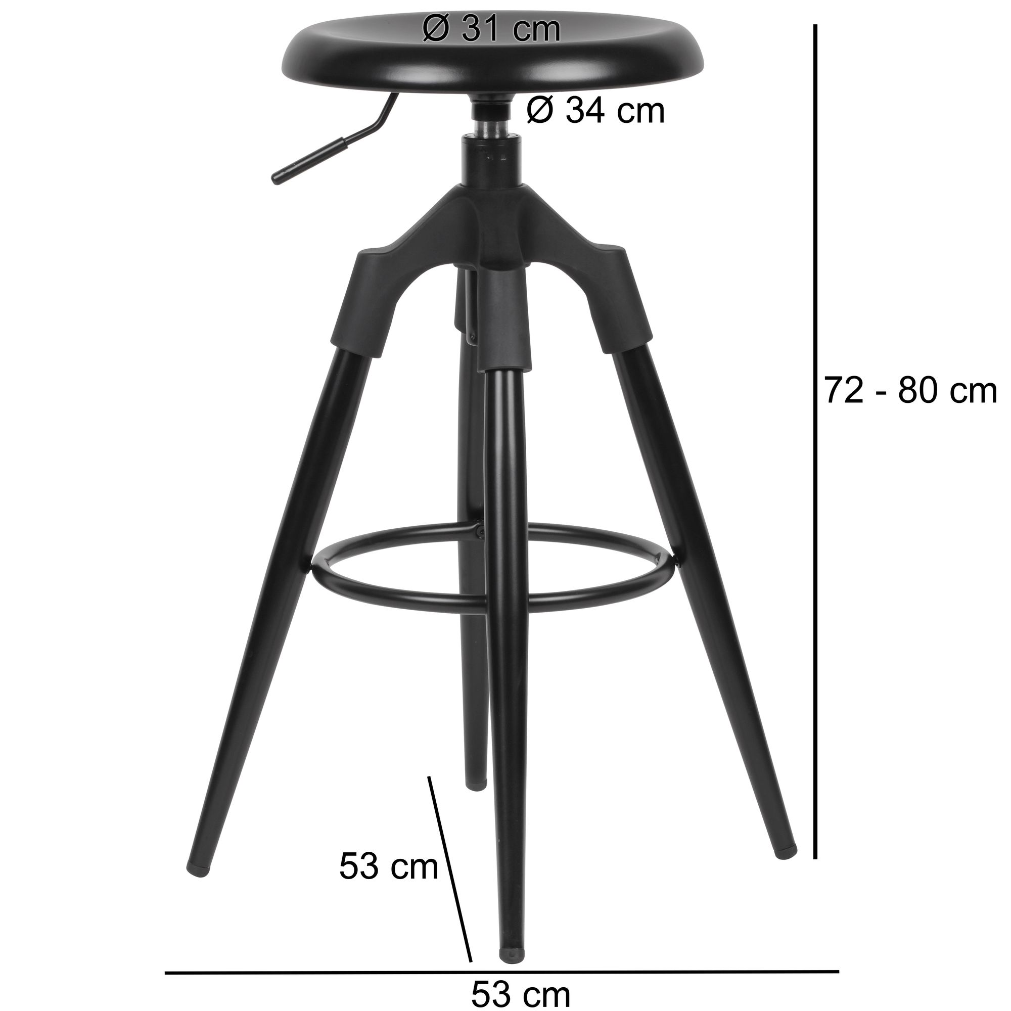 Barhocker Sorring Metall Schwarz Ø 53 cm