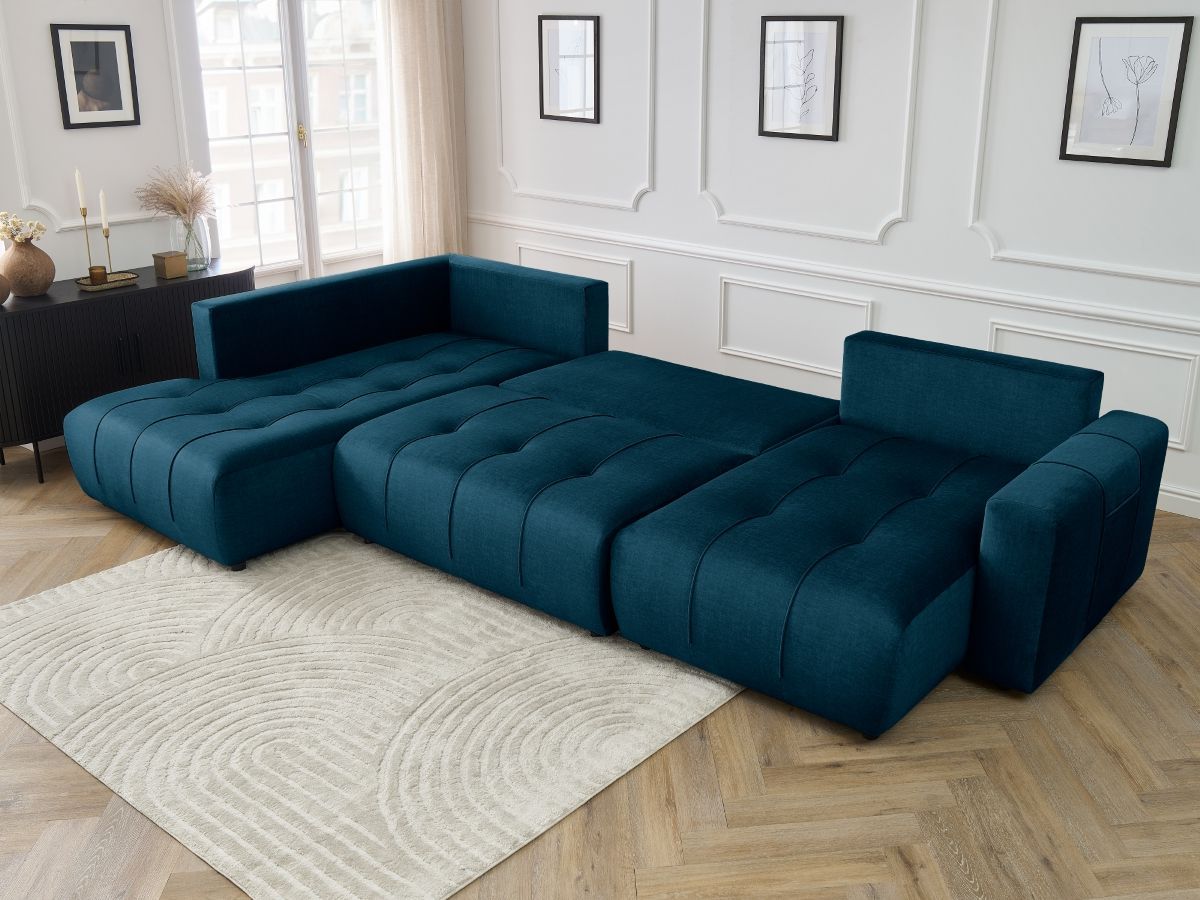 Bobochic Arsene Wohnlandschaft Samt Blau Ecke rechts