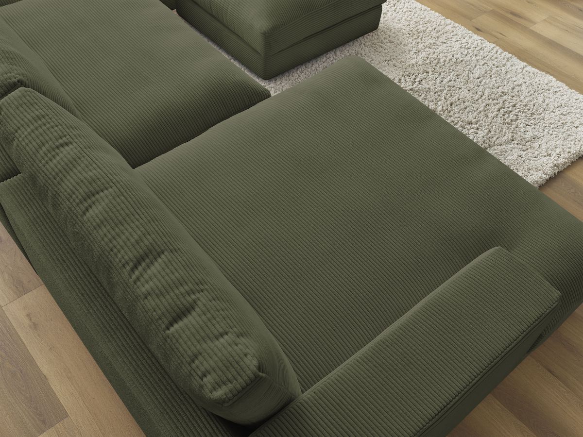 Bobochic Leonard Wohnlandschaft mit Pouf 349 × 159 cm Cordsamt Hellgrün