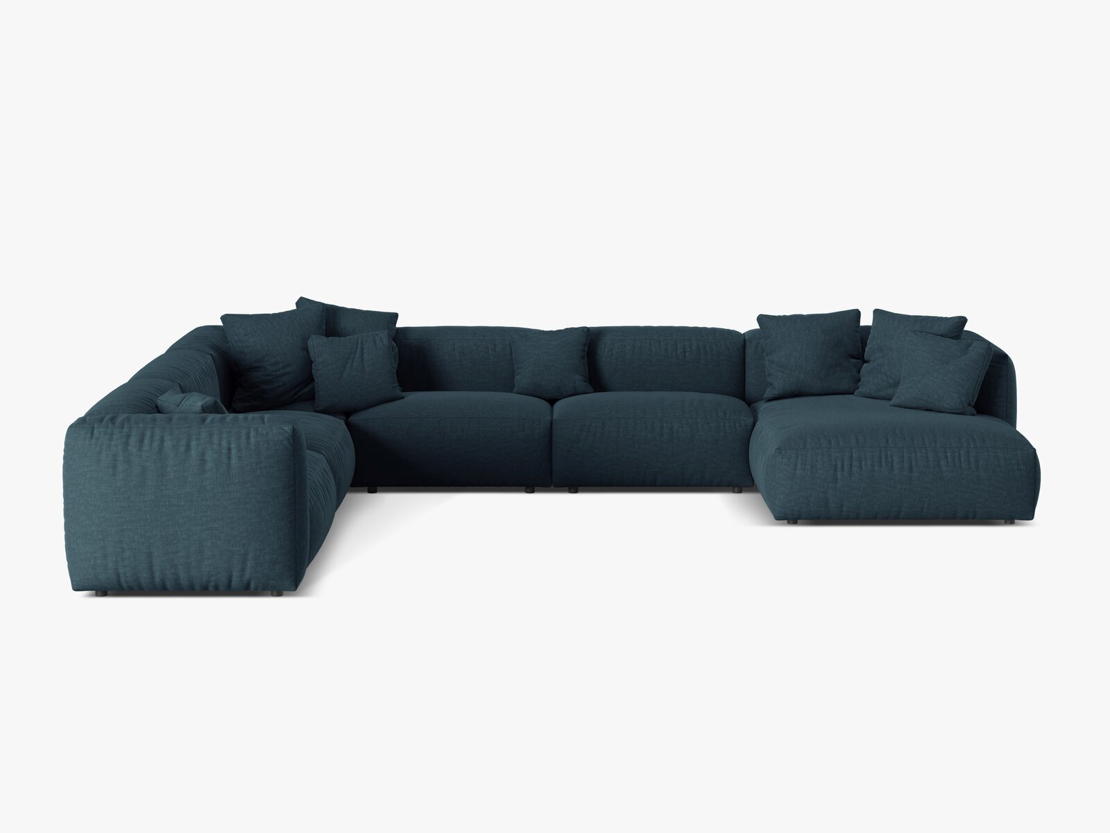 Micadoni modulares Ecksofa XL Martina 6-Sitzer Links Strukturierter Stoff Boston Jeansblau