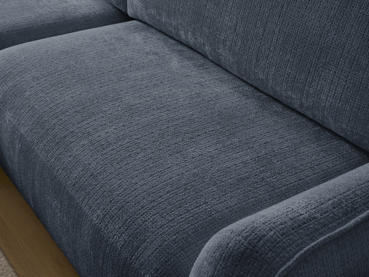 Bobochic Denise Ecksofa mit Schlaffunktion und Bettkasten 258 × 160 cm Strukturstoff Dunkelblau Ecke links