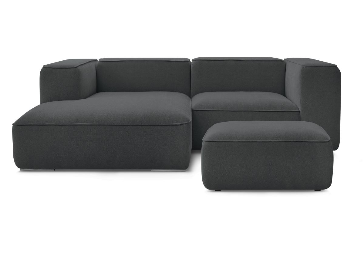 Bobochic Zephyr Ecksofa mit Pouf 260 × 165 cm Strukturstoff Dunkelgrau Ecke links