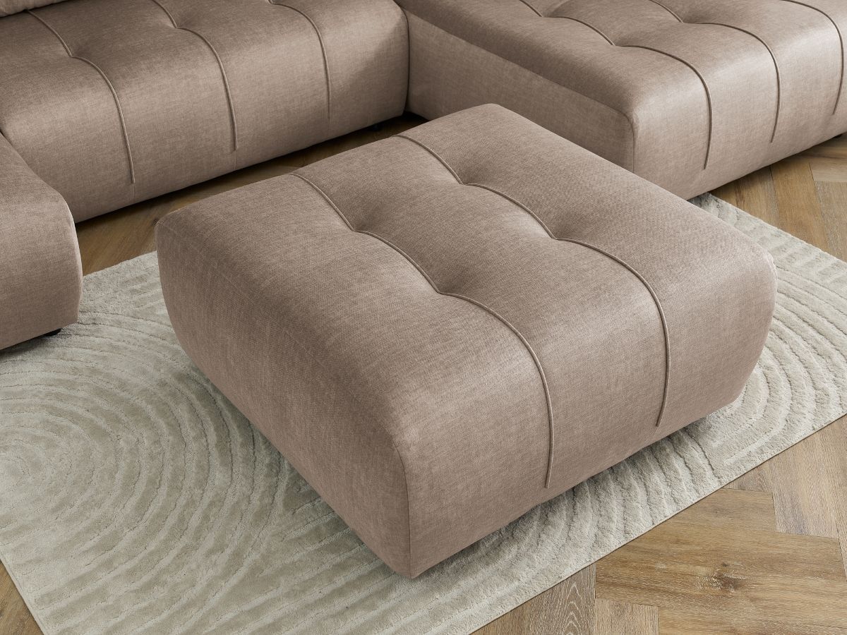 Bobochic Arsene Wohnlandschaft mit Pouf Samt Taupe Ecke links