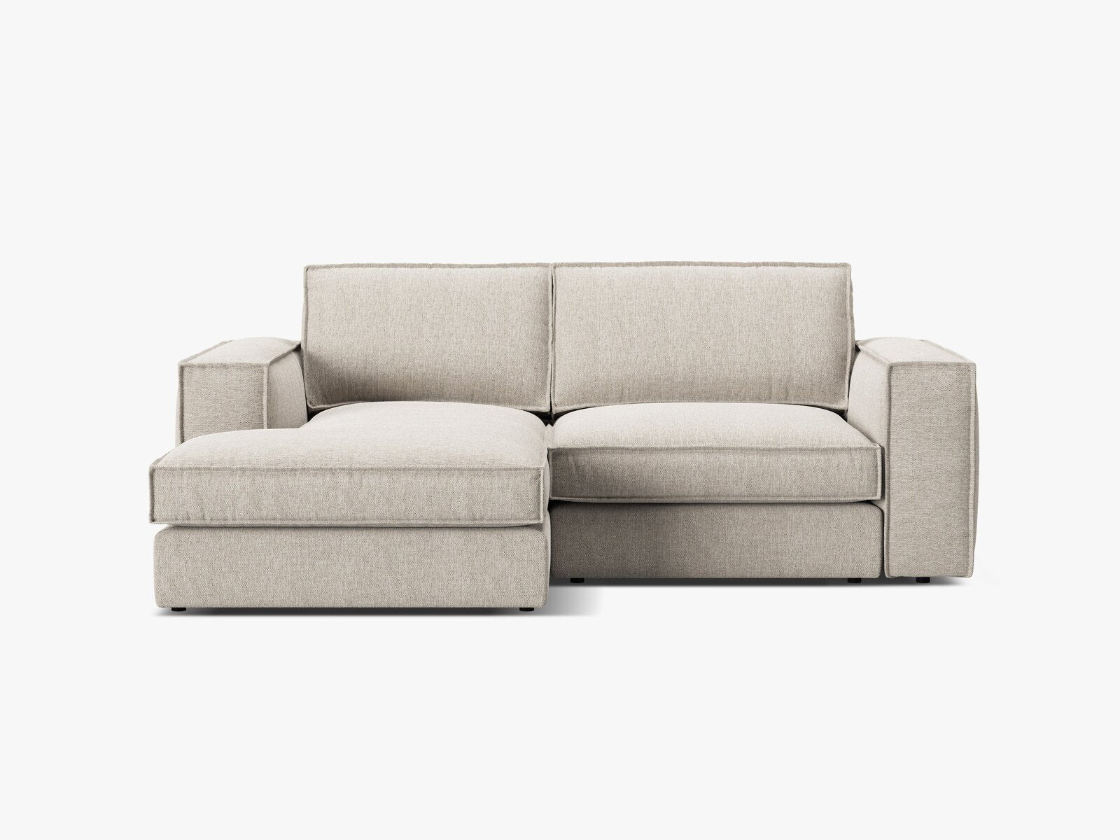 Micadoni modulares Ecksofa Pola 2-Sitzer kleine Version Links Strukturierter Stoff Babel Sand