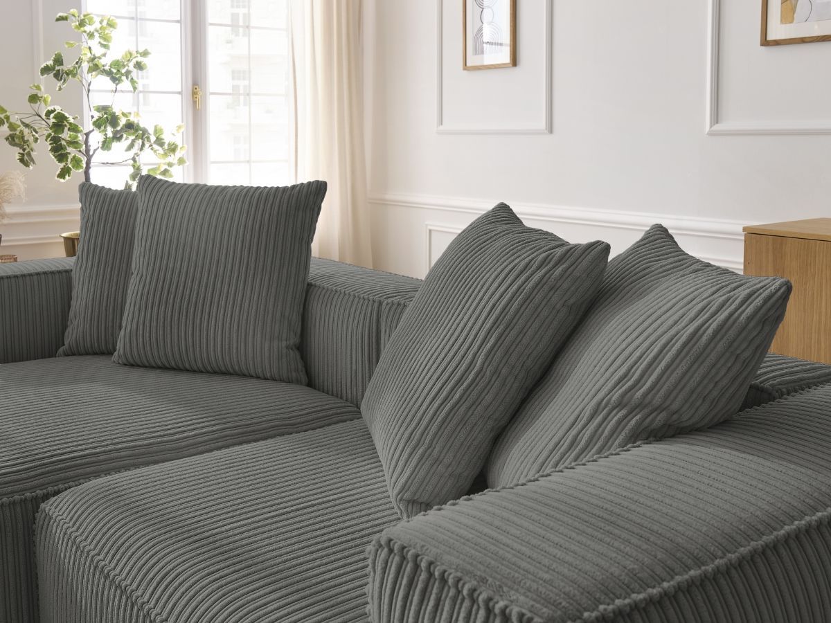 Bobochic Nina Ecksofa Cordsamt Dunkelgrau Ecke links