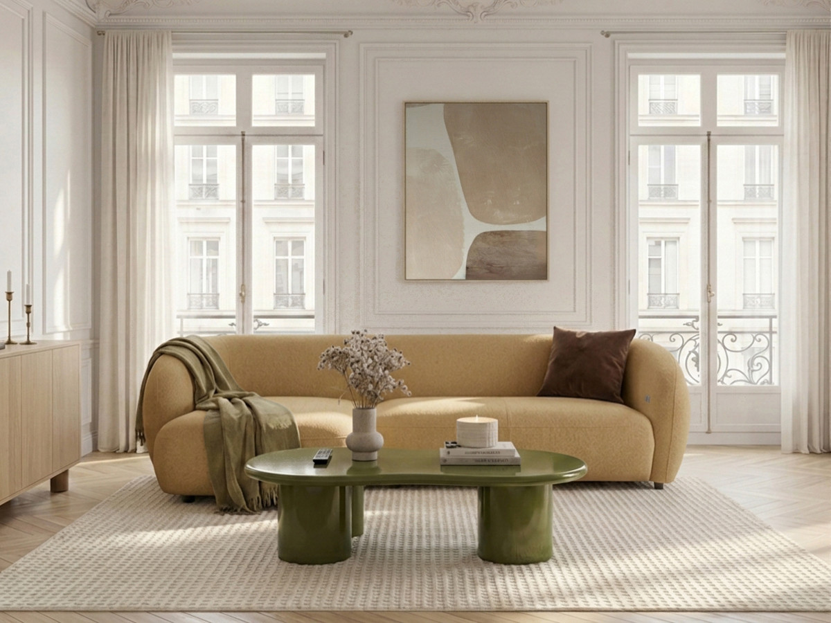 Bobochic Halo Ecksofa mit Schlaffunktion Stoff Gelb Ecke links