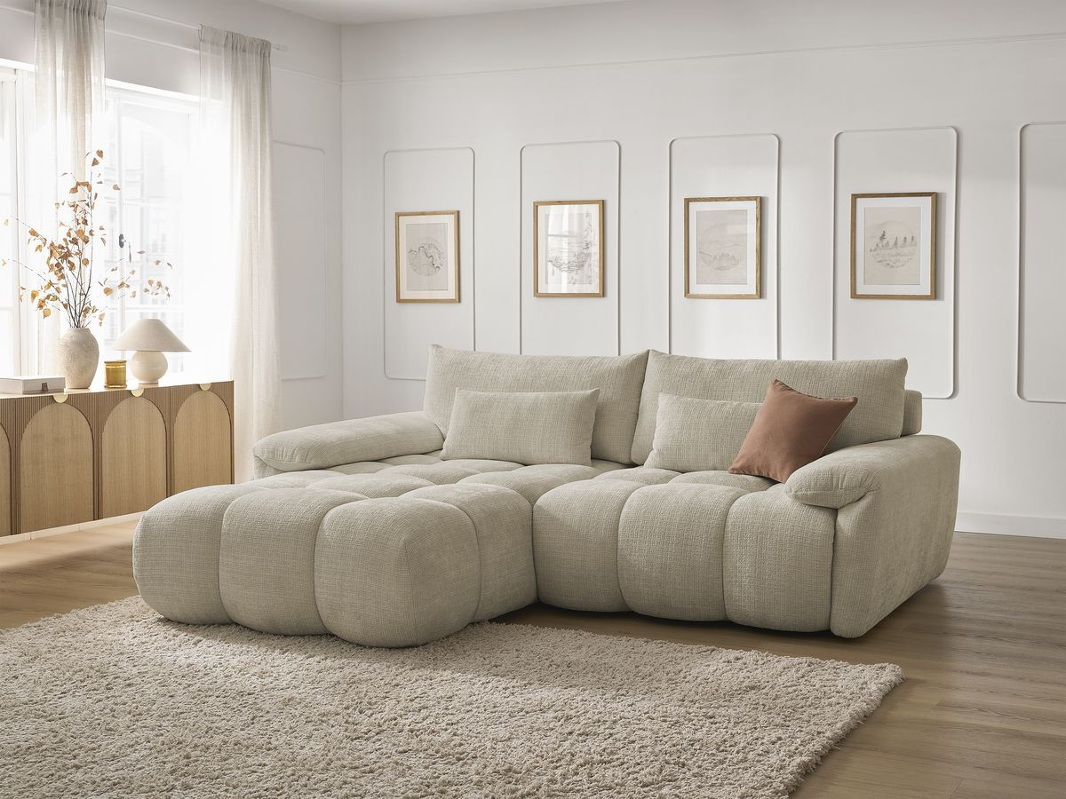 Bobochic Ivane Ecksofa Strukturstoff Beige Ecke links