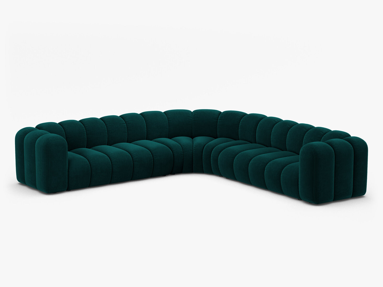 Micadoni symmetrisches Ecksofa Lupine 5-Sitzer  Samt Venus Dunkel Petrol