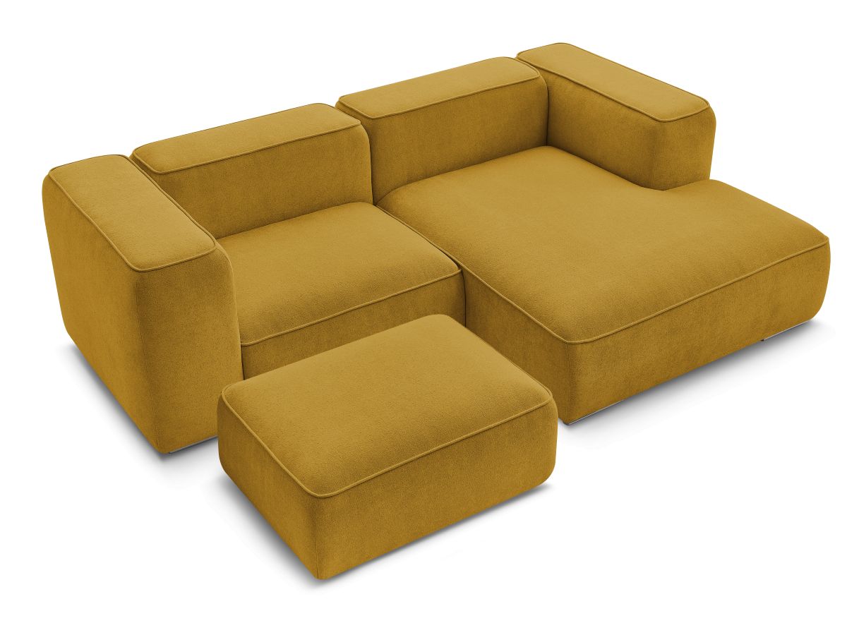 Bobochic Zephyr Ecksofa mit Pouf 260 × 165 cm Strukturstoff Gelb Ecke rechts
