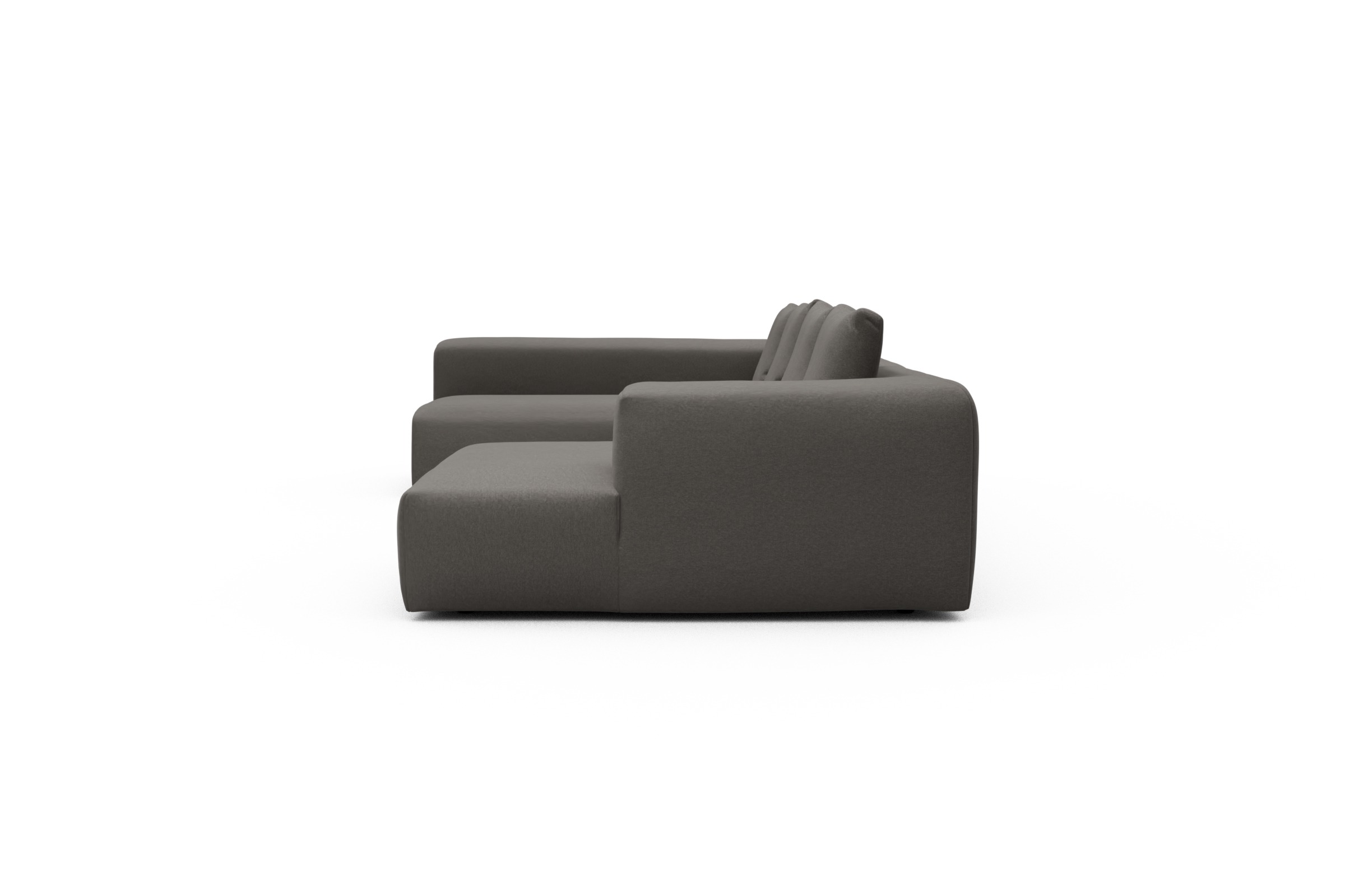 Wohnlandschaft Fred Chaiselongue rechts mit 2-Sitzer und lange Armlehne links Satya-Taupe