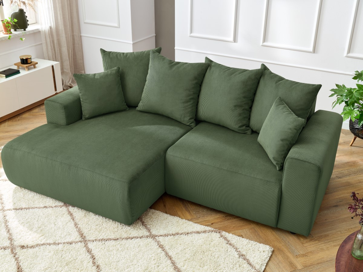 Bobochic Enjoy Ecksofa Cordsamt Grün Ecke links