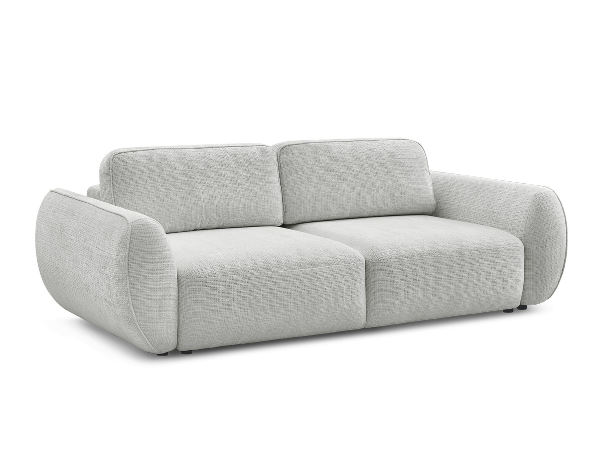 Bobochic Denise Schlafsofa 3-Sitzer mit Bettkasten Strukturstoff Hellgrau