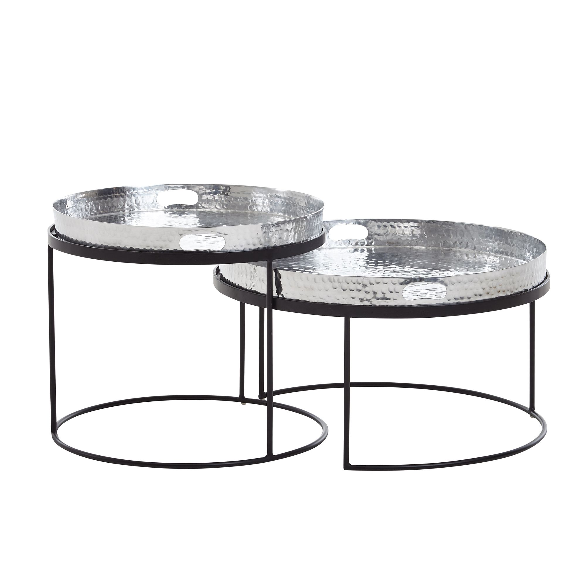 Satztisch 2er-Set Grafarholt Aluminium Silber Ø 56 cm