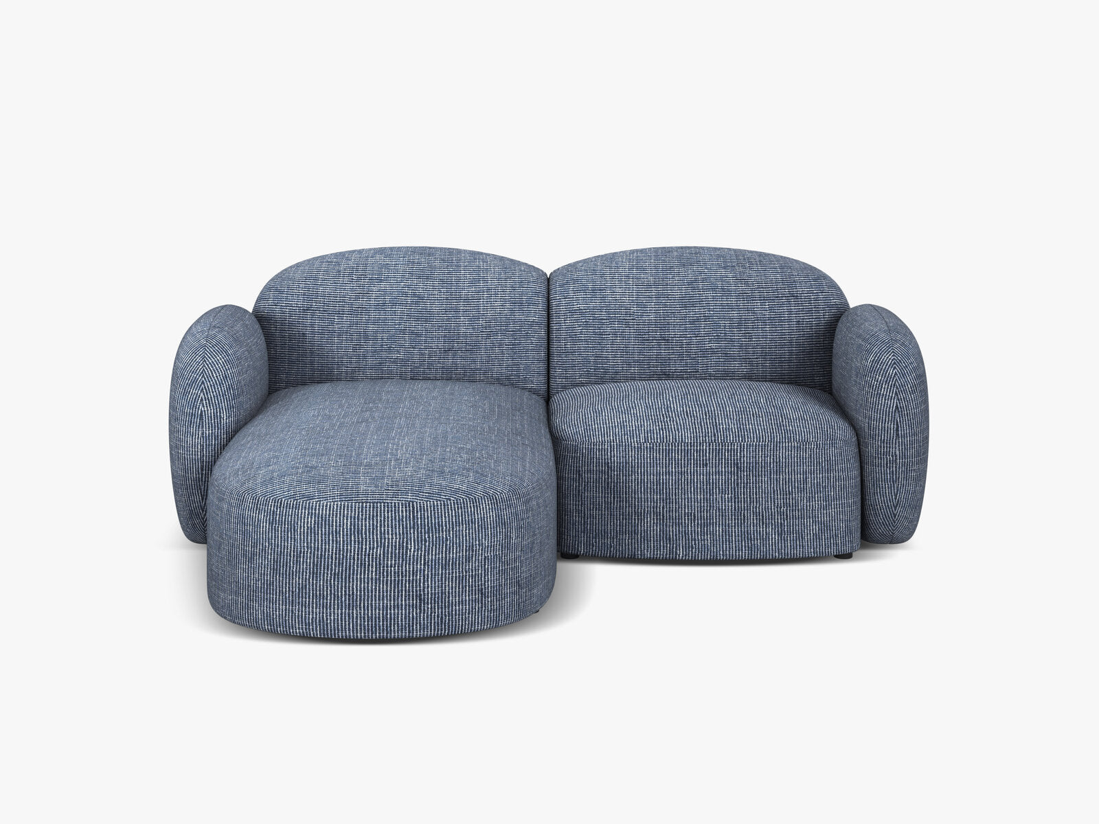 Micadoni Ecksofa Blair 3-Sitzer Links Strukturierter Stoff Baltimore Blau Melange