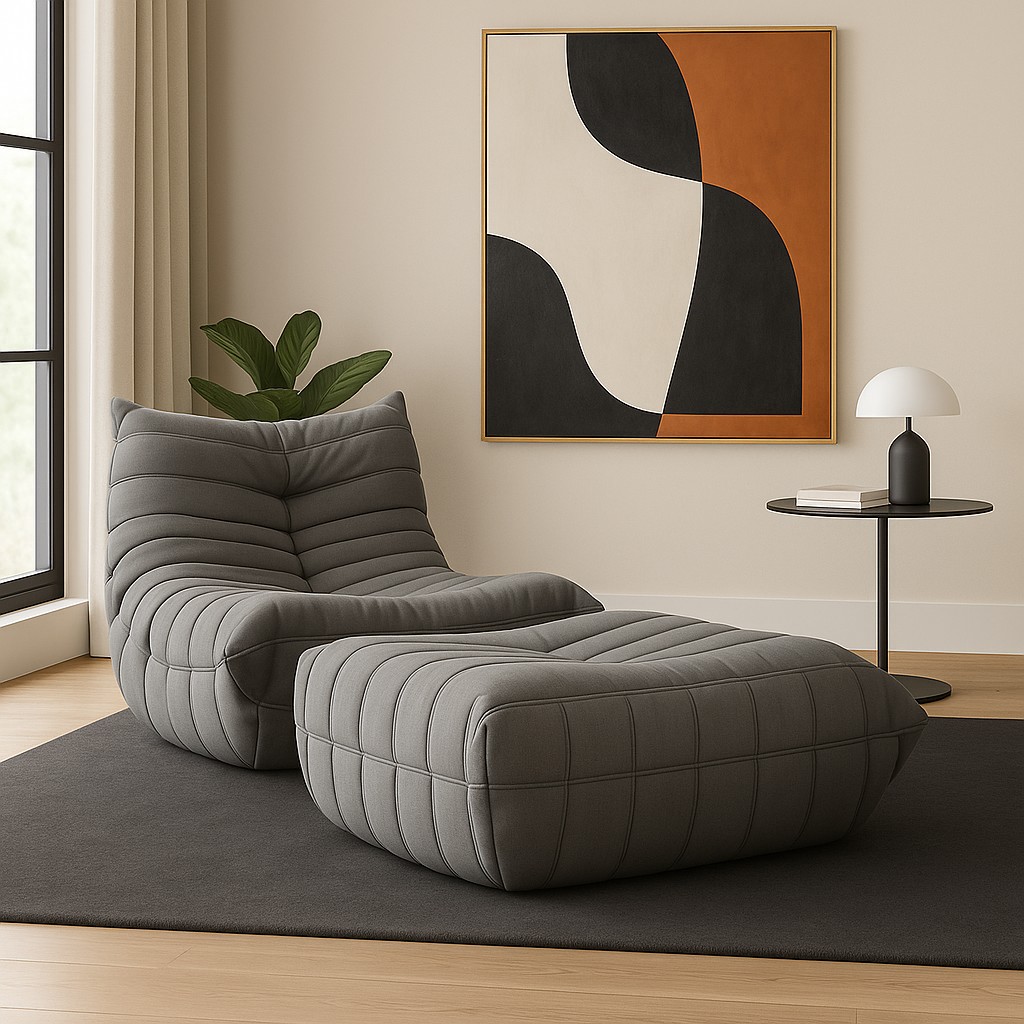 Livin Hill Set Nua: Sessel 87 cm + Fußhocker Stahlgrau