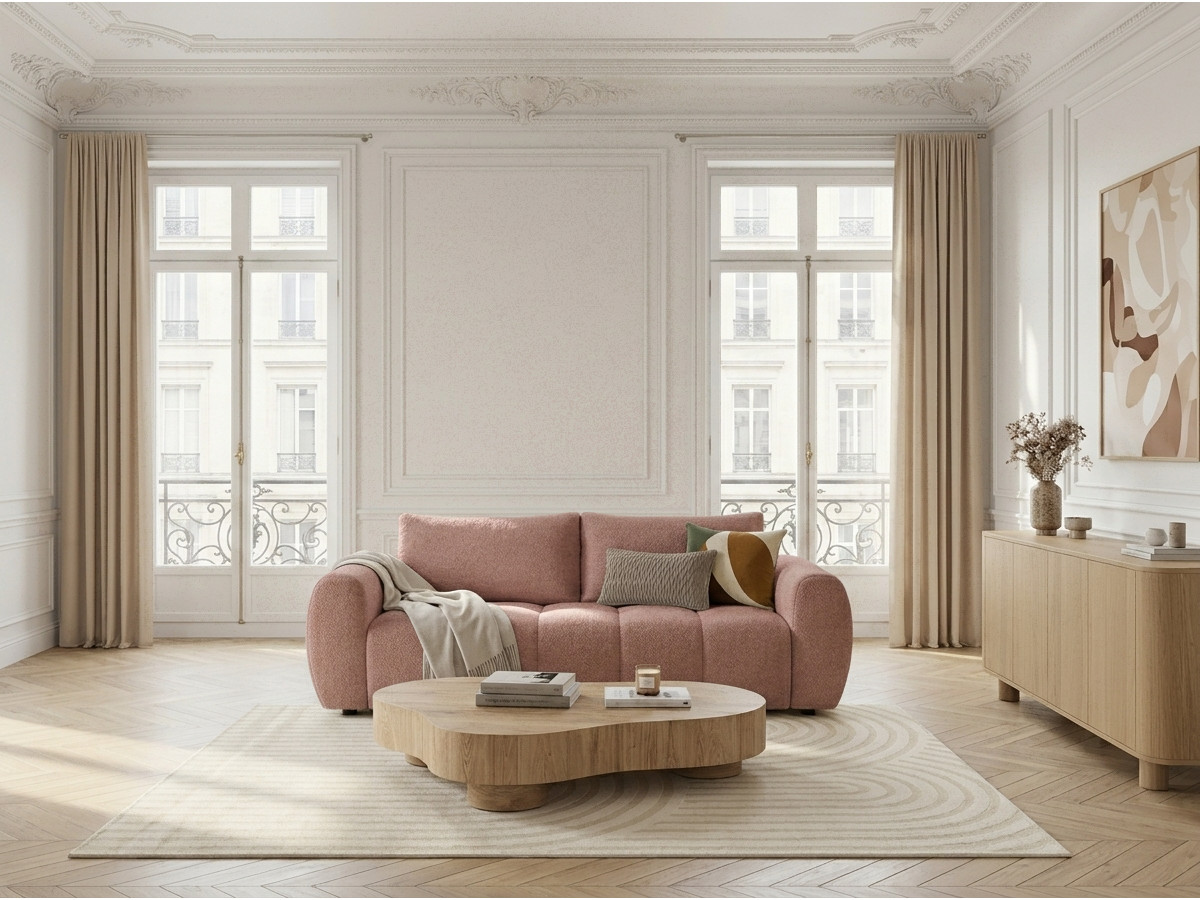 Bobochic Fuji Schlafsofa 3-Sitzer Stoff Rosa