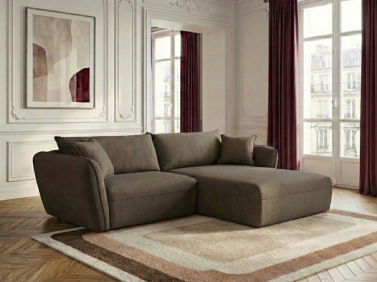 Bobochic Luigi Ecksofa Strukturstoff Taupe Ecke rechts