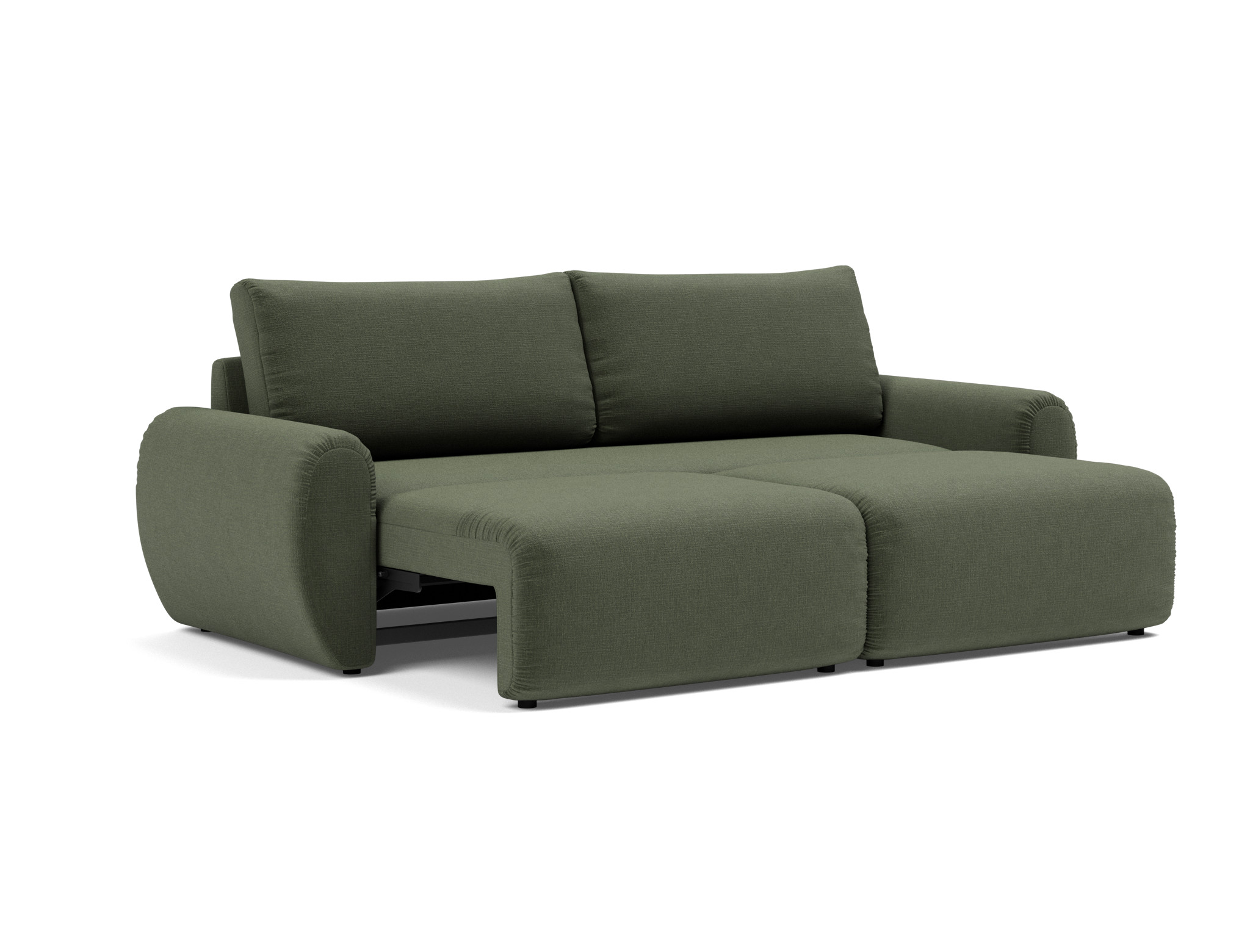 Schlafsofa Norum mit Curve-Armlehnen Chenille Esina 413-Olive-Green