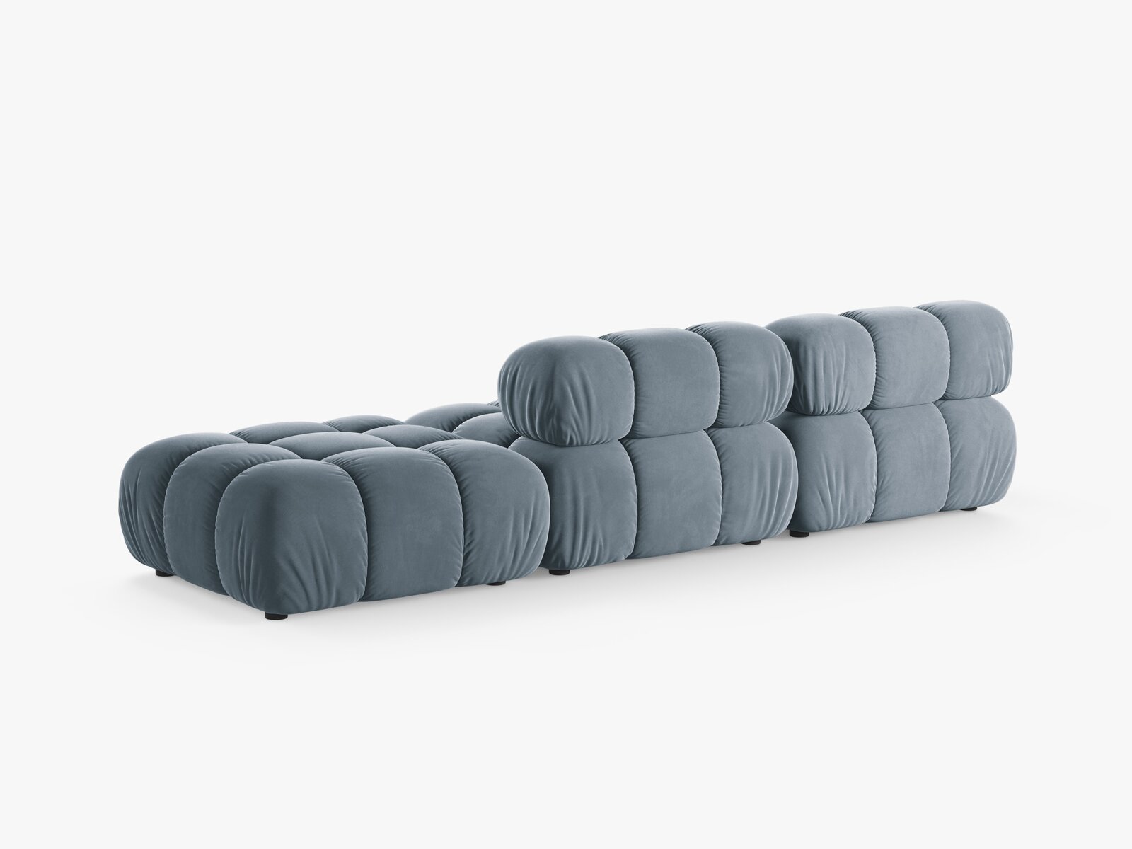 Micadoni Modulares Sofa Bellis 4-Sitzer Rechts Samt Bluvel Hellblau