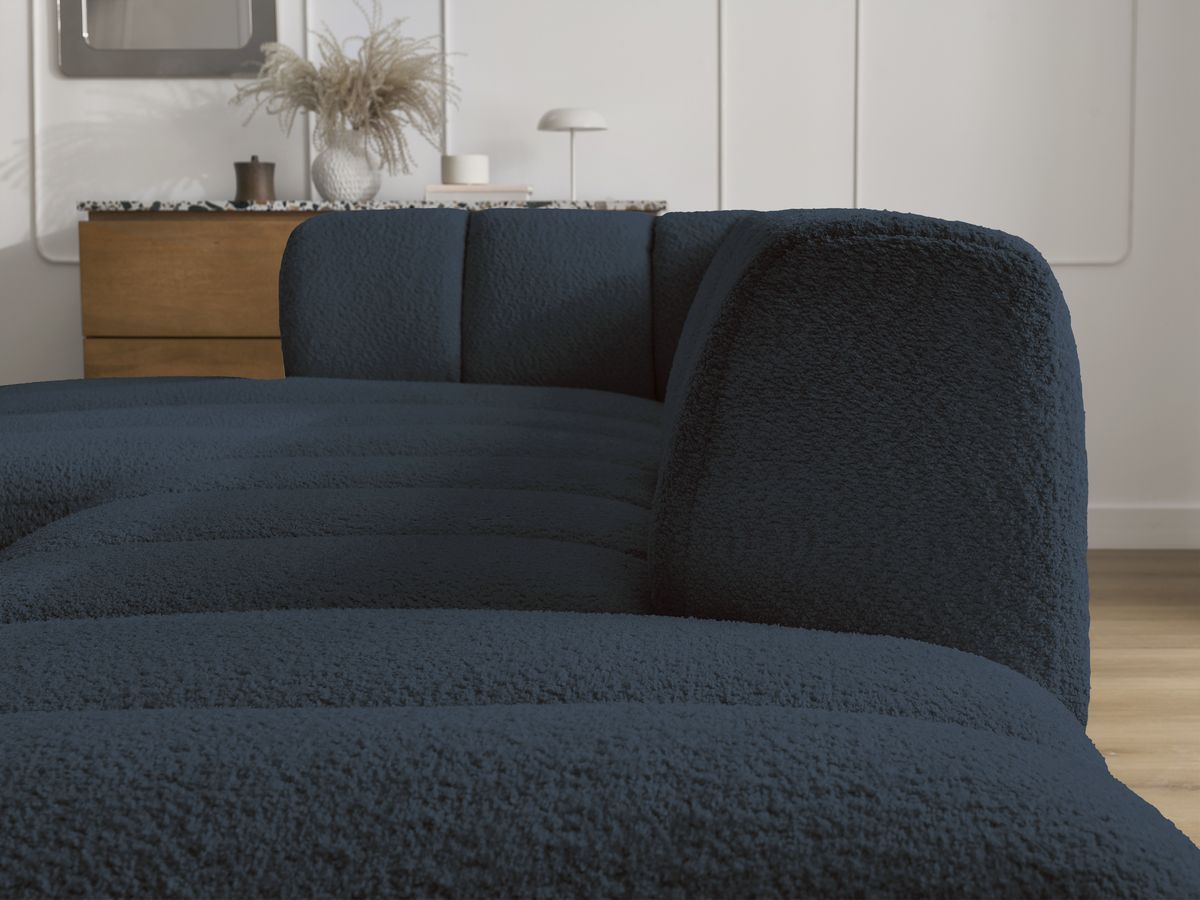 Bobochic Annecy Ecksofa Bouclé-Stoff Dunkelblau Ecke links
