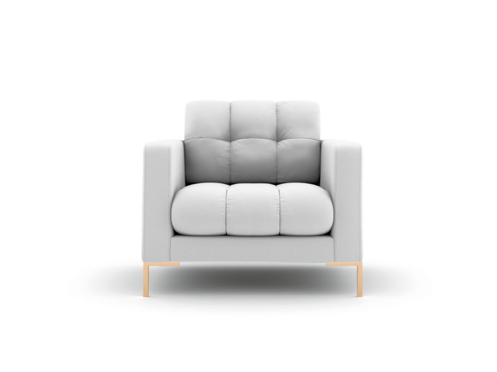 Cosmopolitan Design Sessel Bali Strukturierter Stoff Neve Hellgrau Beine Gold