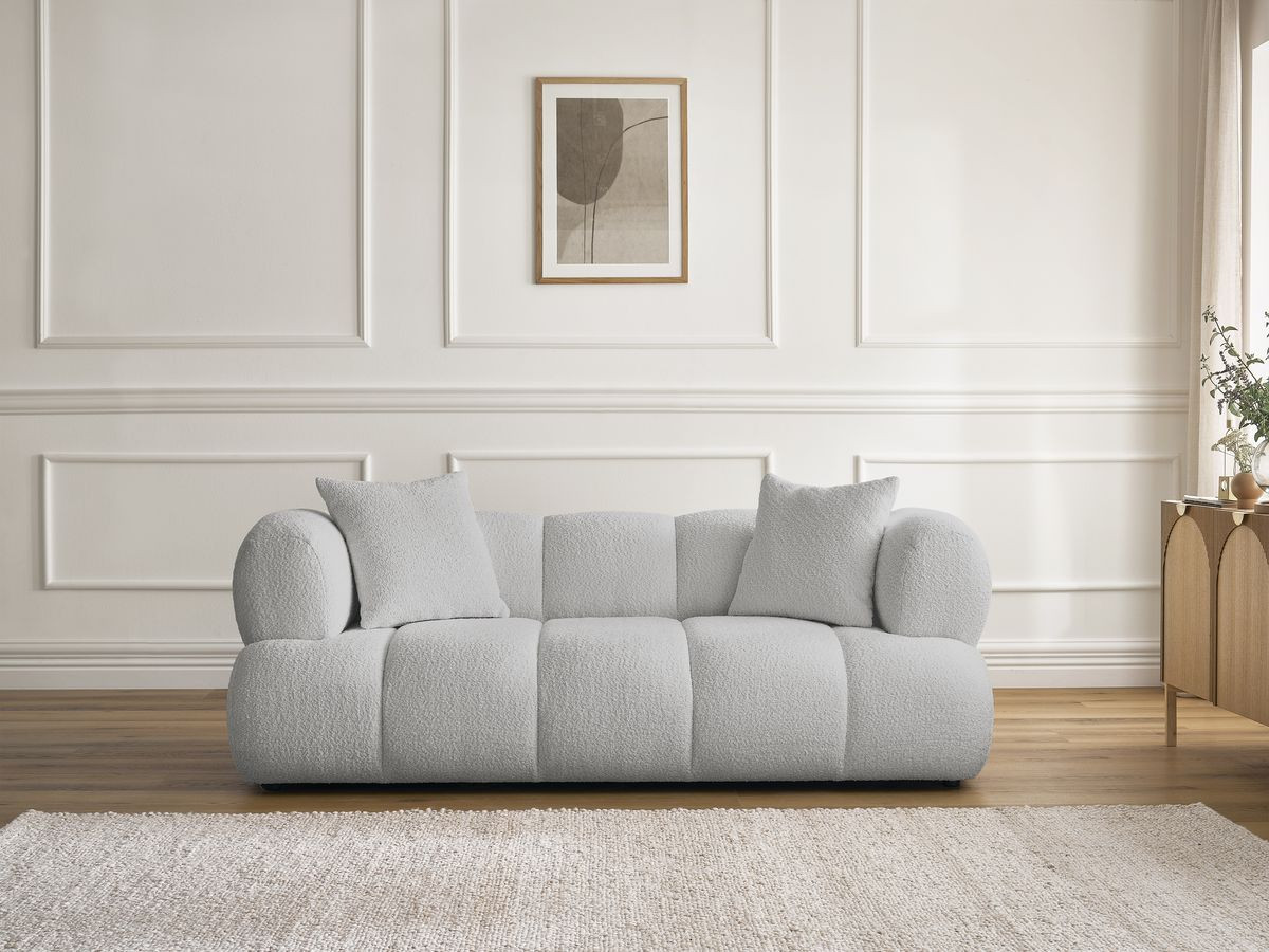 Bobochic Pamira Sofa 2-Sitzer Bouclé-Stoff Hellgrau