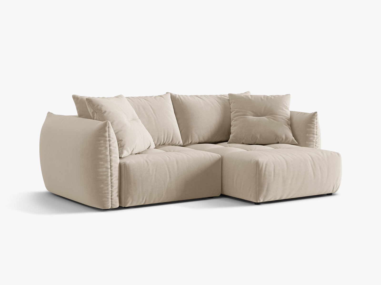 Micadoni Bloom Ecksofa 3-Sitzer mit Schlaffunktion Rechts Samt Casino Sand