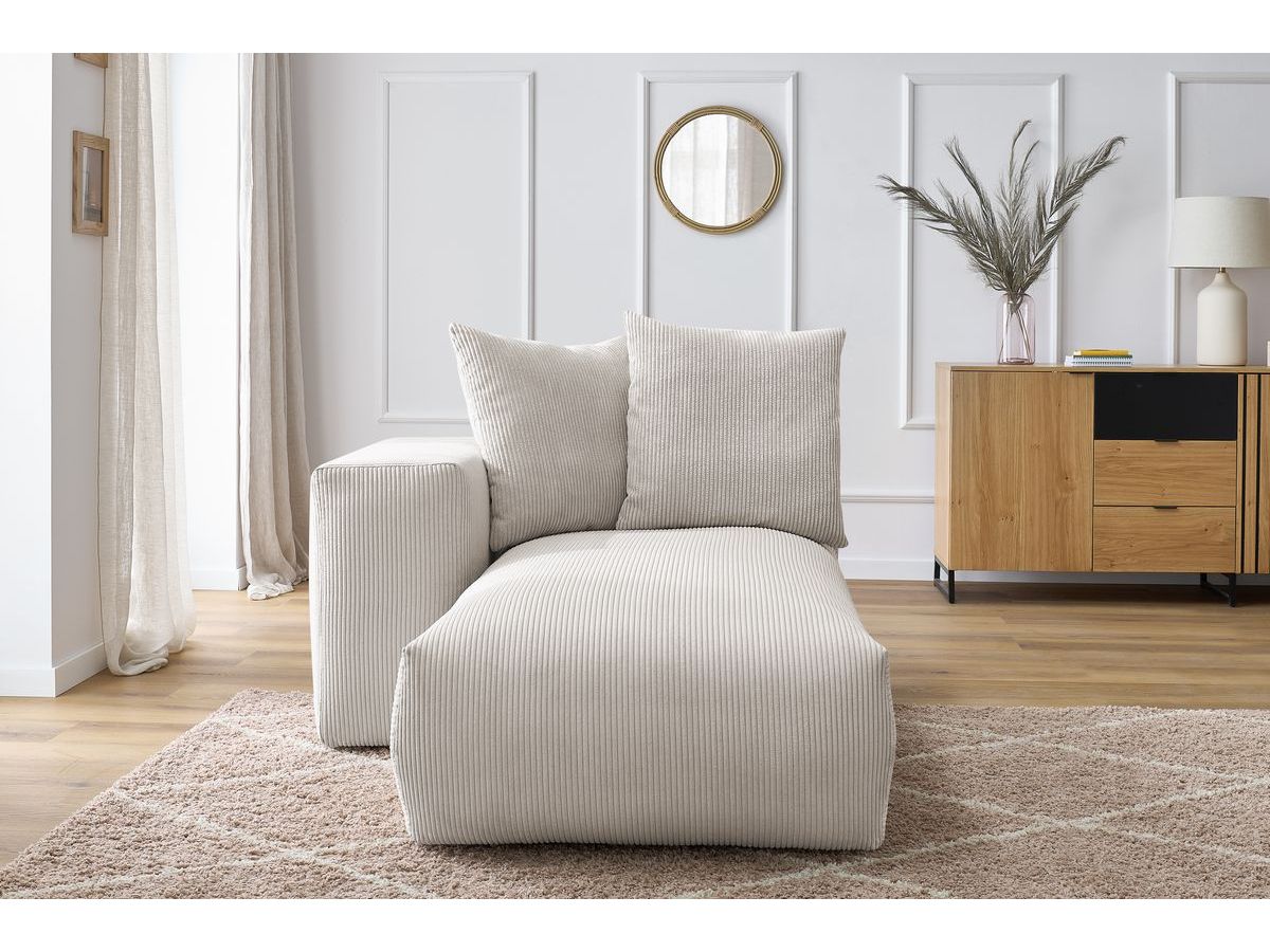 Bobochic Voltaire Méridienne-Modul Cordsamt Beige Ecke links