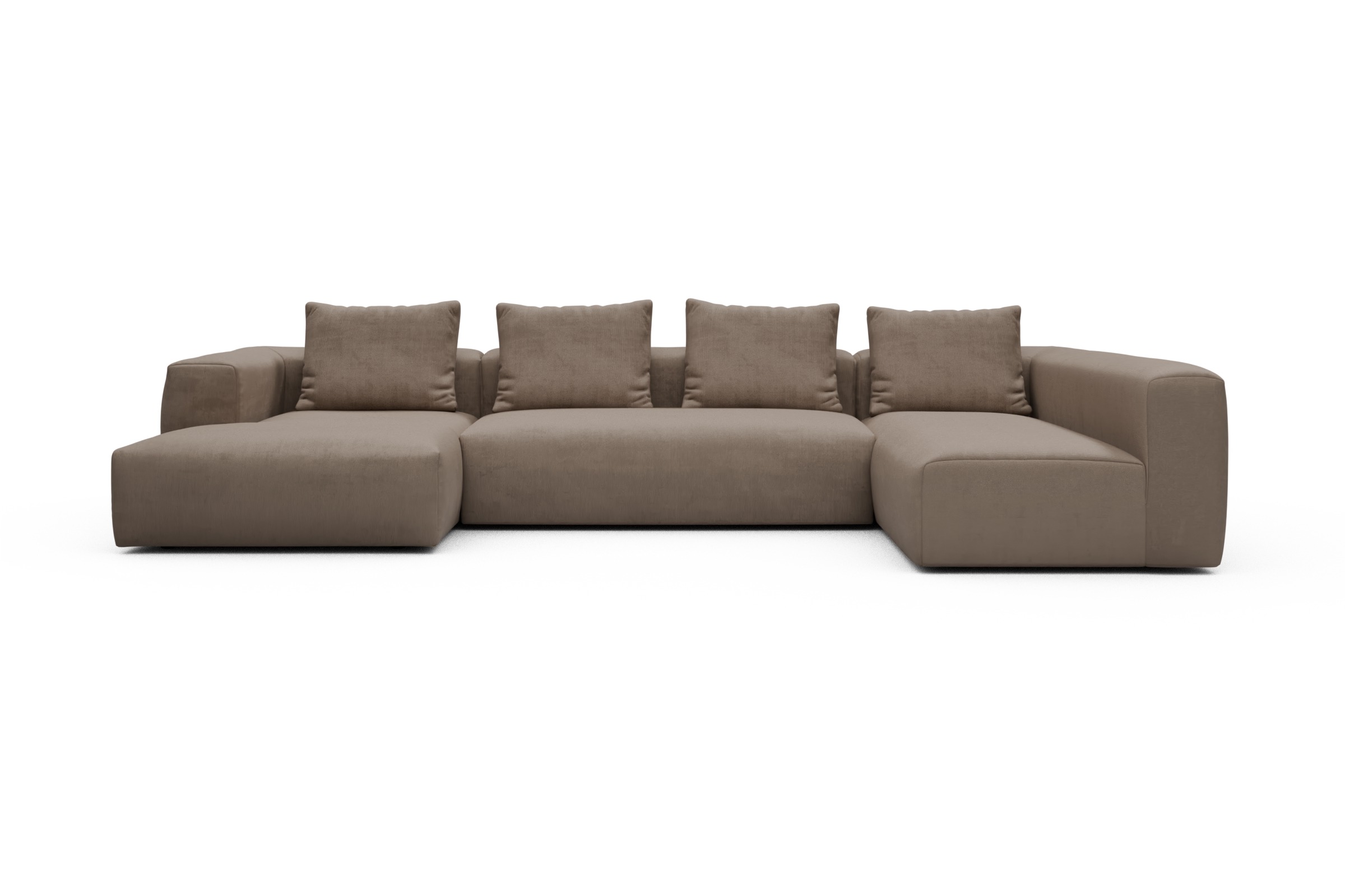 Skandi Home Wohnlandschaft Fred Chaiselongue links mit 2-Sitzer und lange Armlehne rechts Cordufine-Biege moebelfaktor