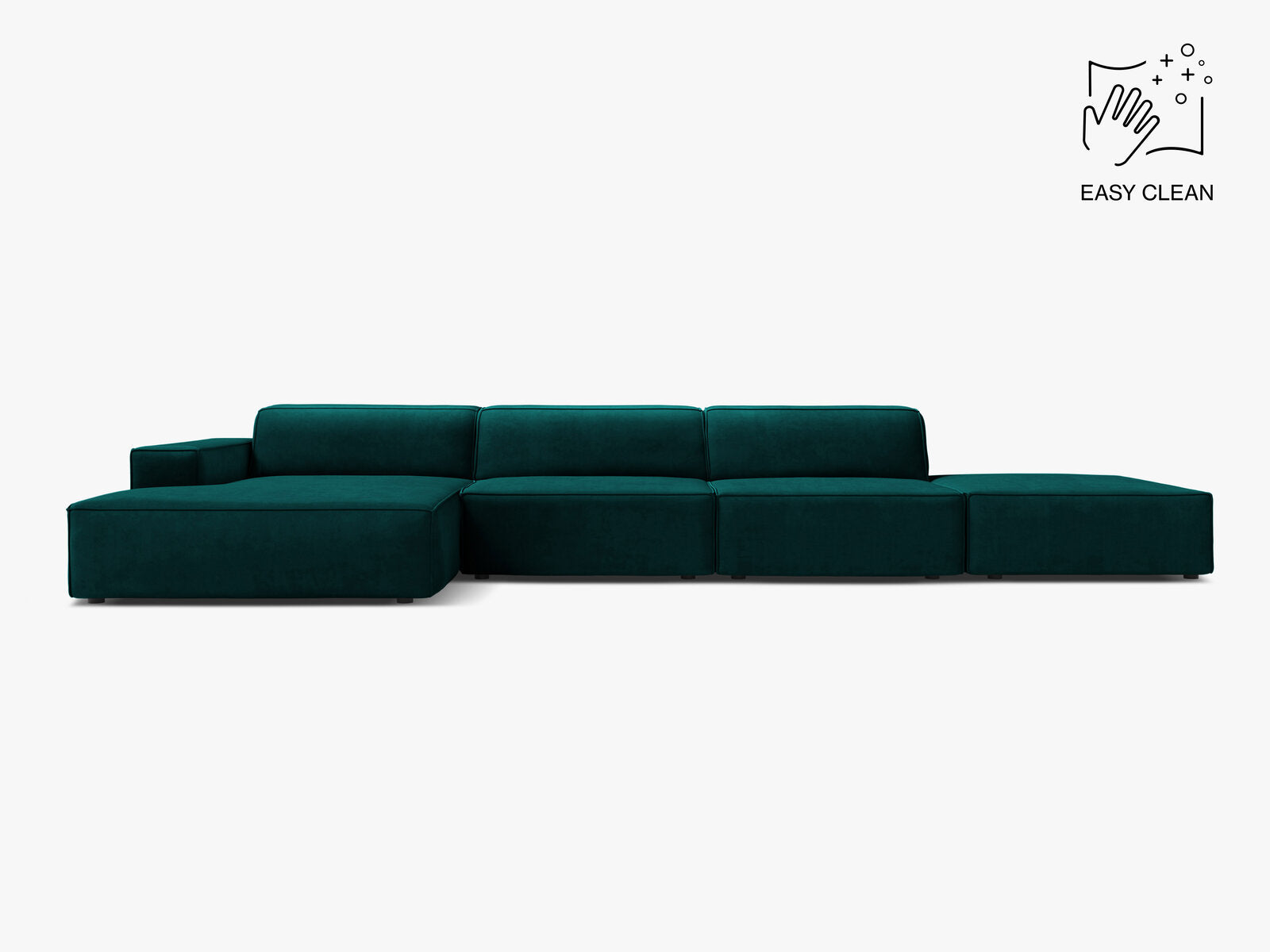 Micadoni Ecksofa Jodie 5-Sitzer Links Samt Venus Dunkel Petrol