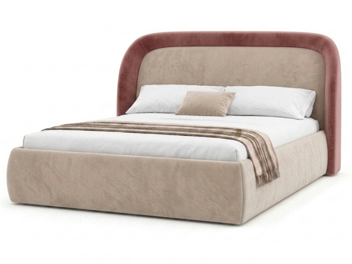 Bobochic Sam Polsterbett mit Bettkasten Samt Rosa, Liegefläche 140 × 190 cm