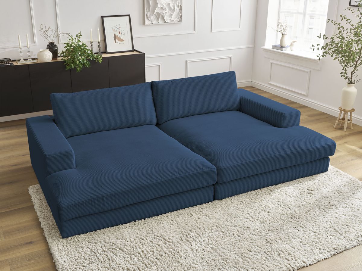 Bobochic Leonard Sofa 4-Sitzer 234 × 159 cm Cordsamt Dunkelblau
