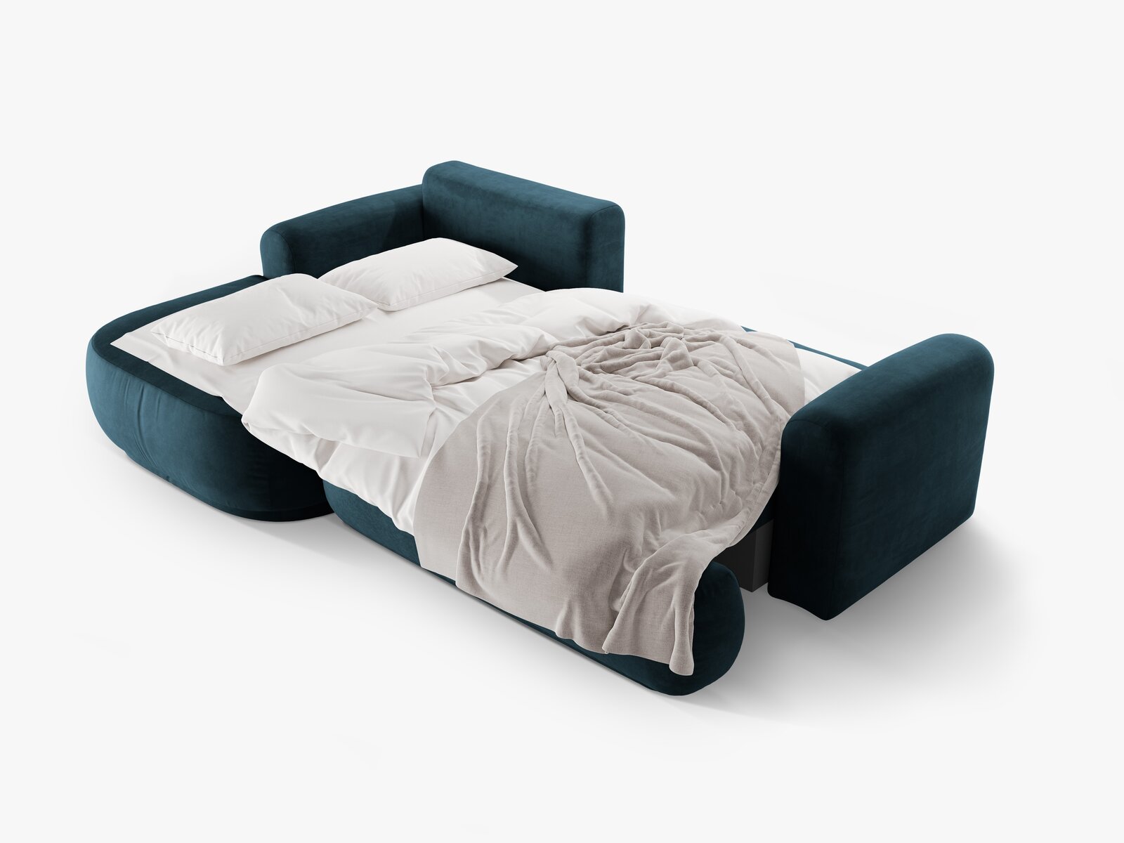 Micadoni Ella Ecksofa mit Bettfunktion und Stauraum Links Samt Vogue Dunkelpetrol