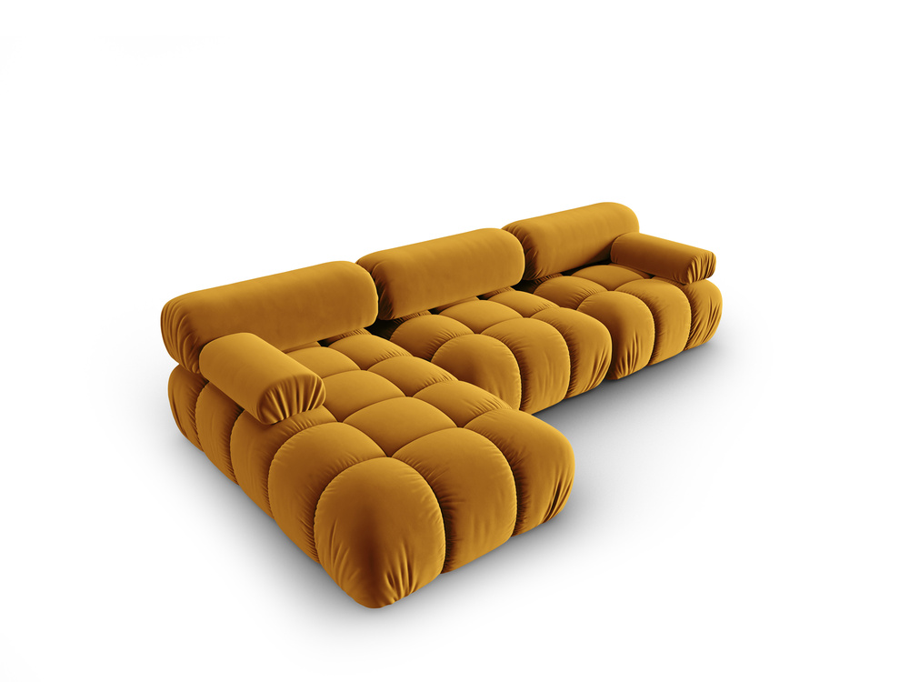 Cosmopolitan Design Modulares Ecksofa Cortina 4-Sitzer Samt Bluvel Gelb Links