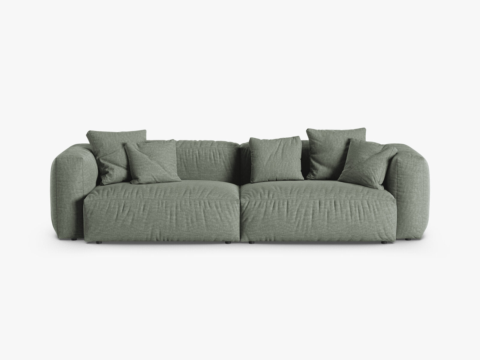 Micadoni Sofa Martina 4-Sitzer 90cm Sitztiefe Strukturierter Stoff Boston Moßgrün