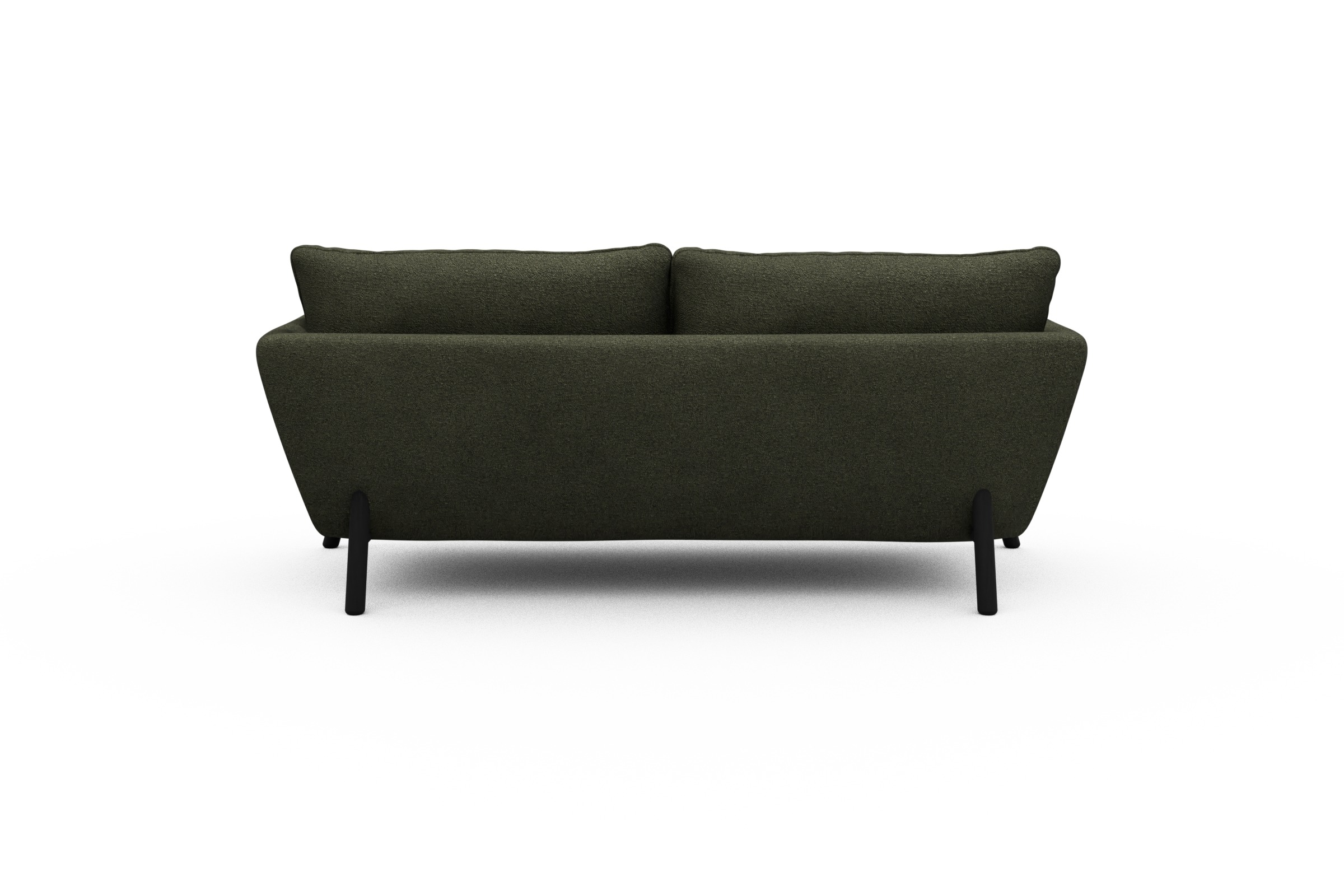 Sofa Emil 2-Sitzer Beinfarbe Eiche Schwarz Boucle-Forest-Green
