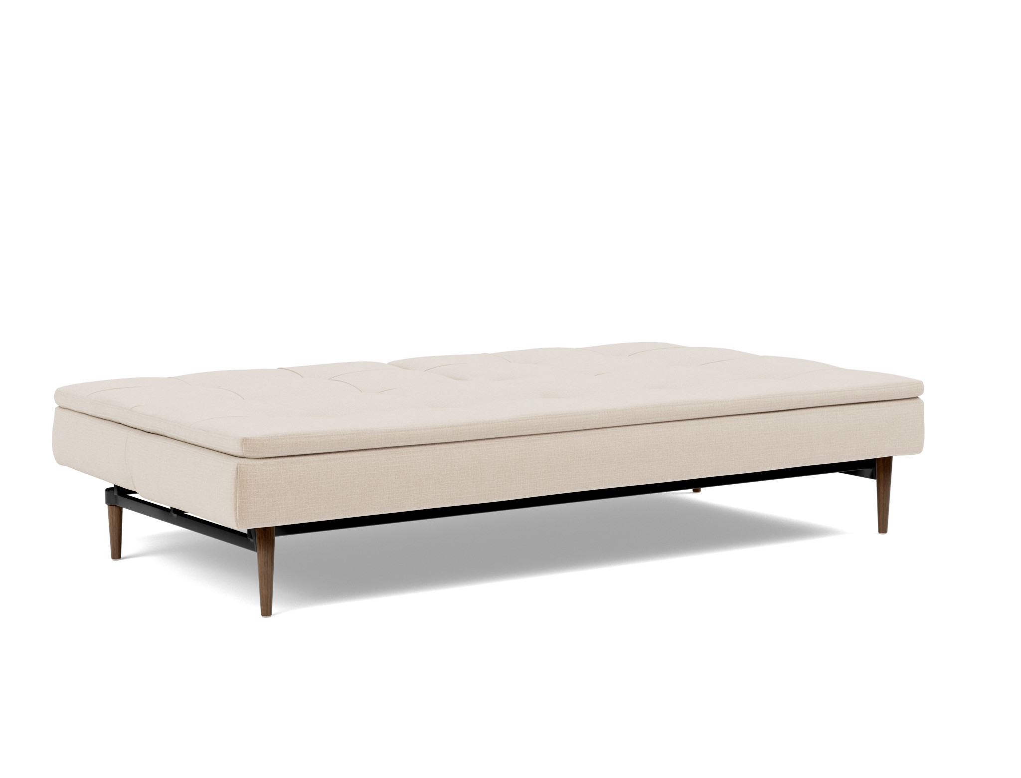 Schlafsofa Dublexo Chenille Esina 410-Almond-Beige Beine Styletto Eiche dunkel