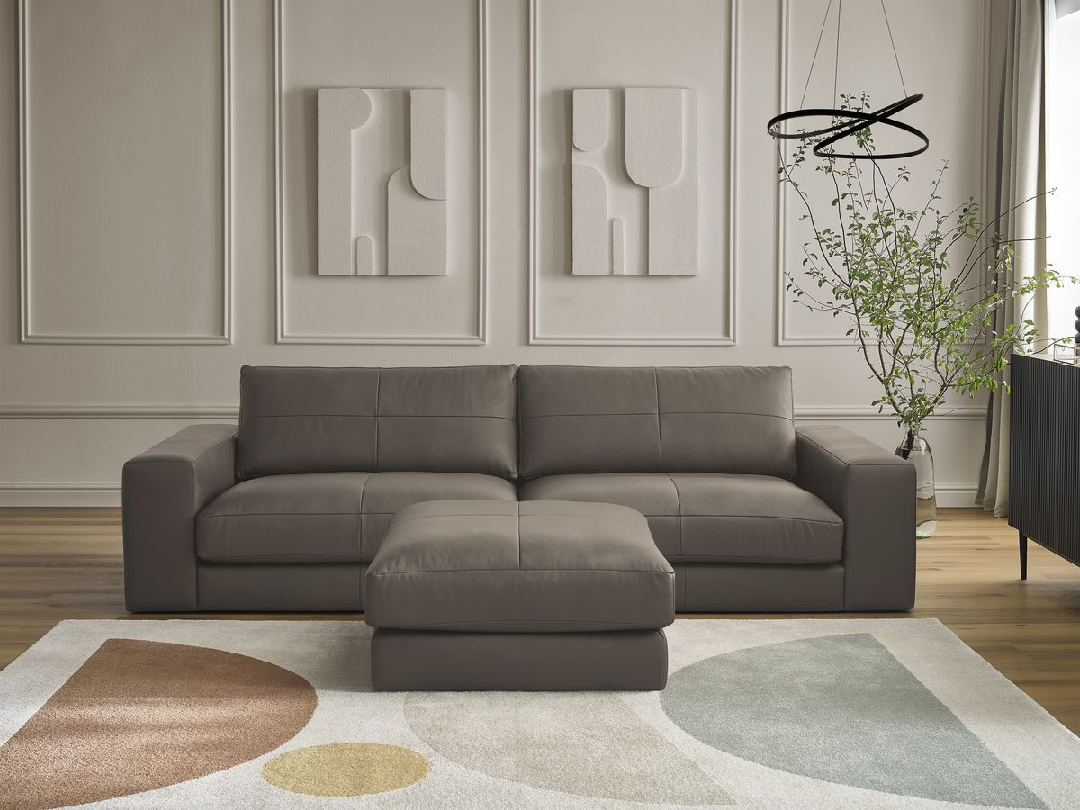 Bobochic Leonard Sofa 4-Sitzer mit Pouf 274 × 109 cm Leder Braun
