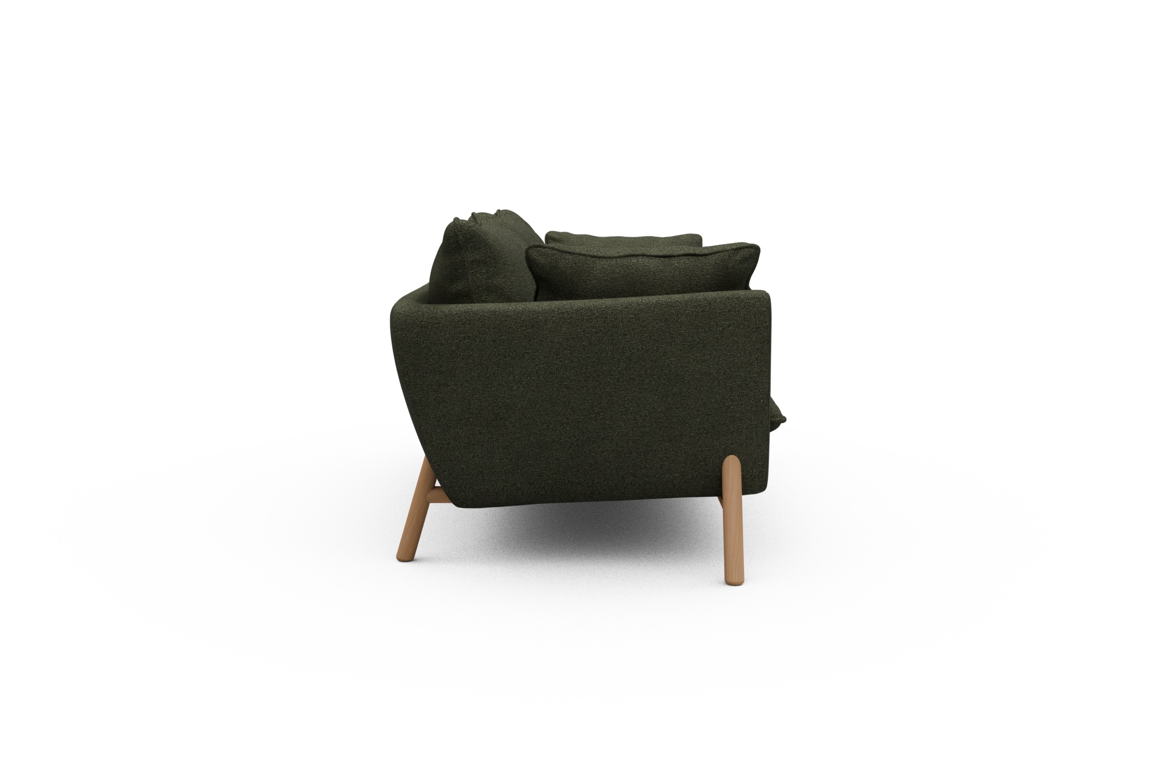 Sofa Emil PREMIUM 2-Sitzer Beinfarbe Eiche Natur Boucle-Forest-Green