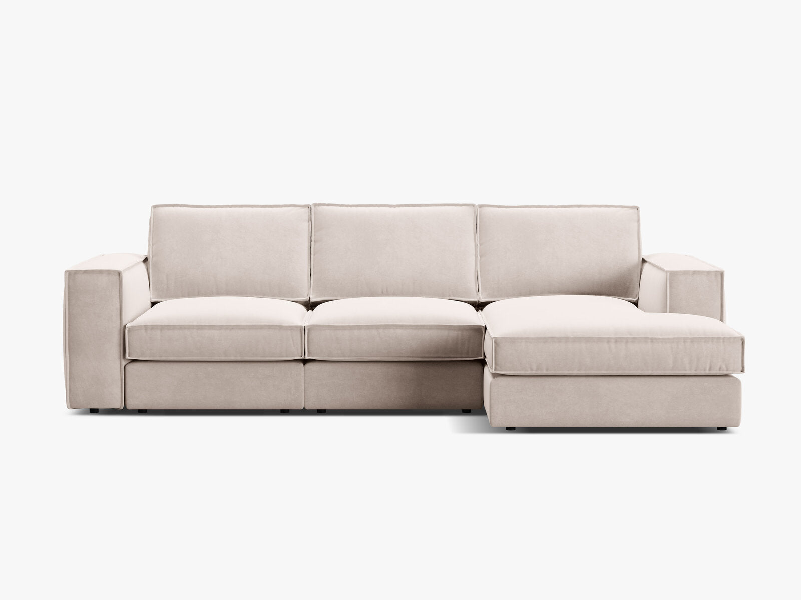 Micadoni modulares Ecksofa Pola 3-Sitzer Rechts Samt Salvador Beige
