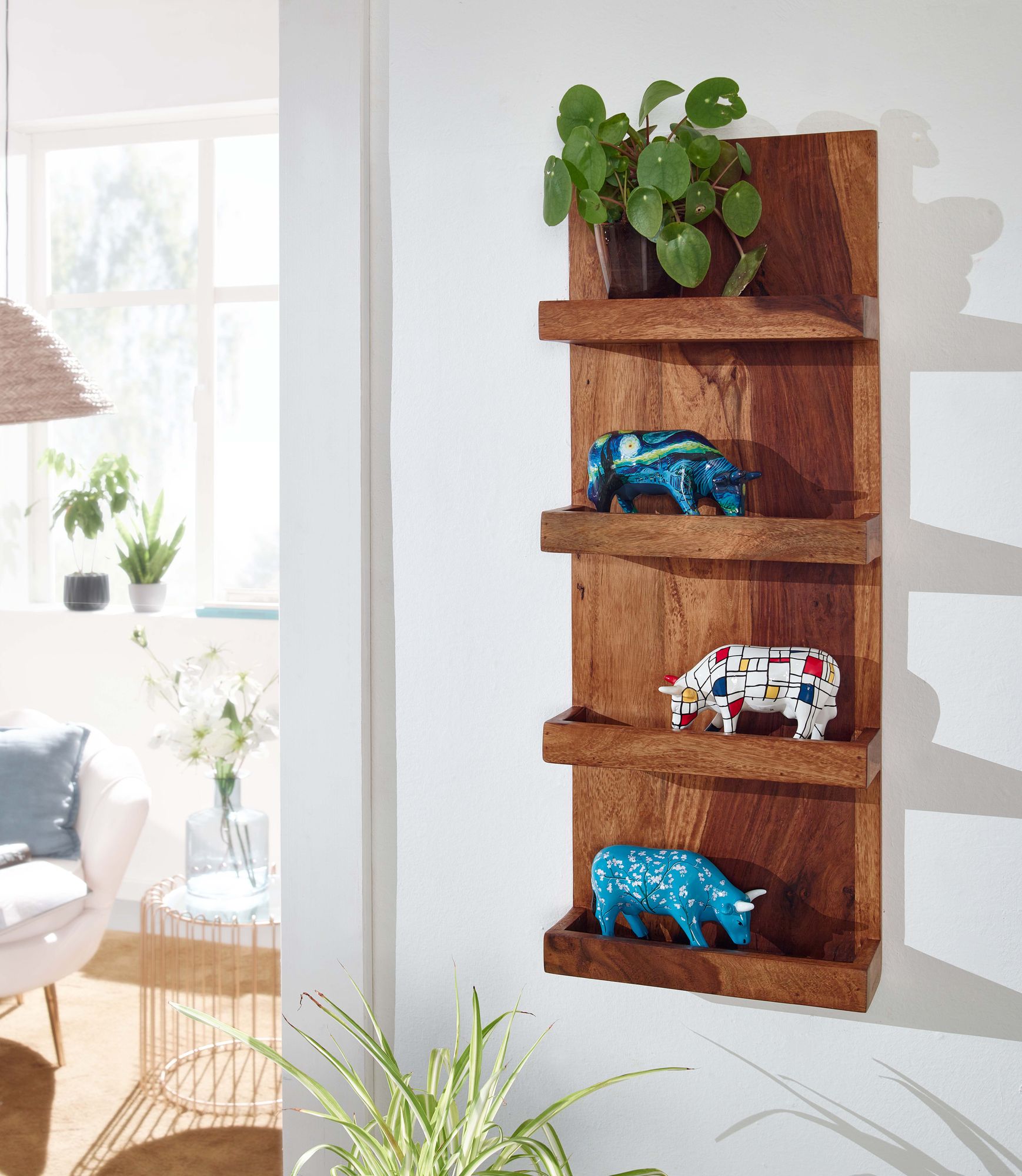 Wandregal Melstadur Massivholz Dunkelbraun 30 × 10 × 80 cm