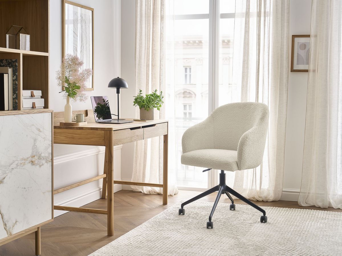 Bobochic Sophie Bürostuhl Bouclé-Stoff Beige