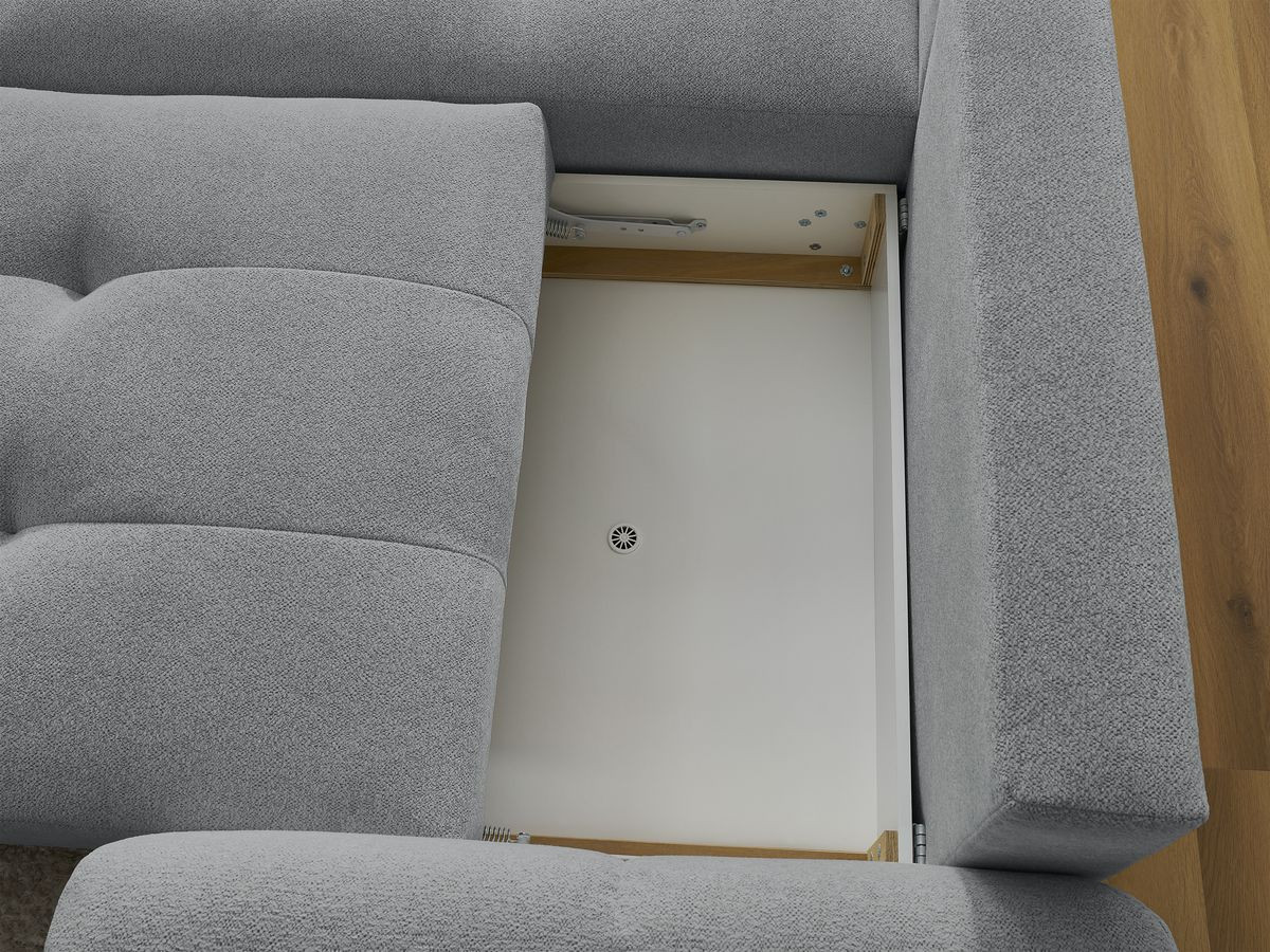 Bobochic Roxelane Ecksofa mit Schlaffunktion und Bettkasten 258 × 150 cm Melange-Stoff Dunkelgrau Ecke links