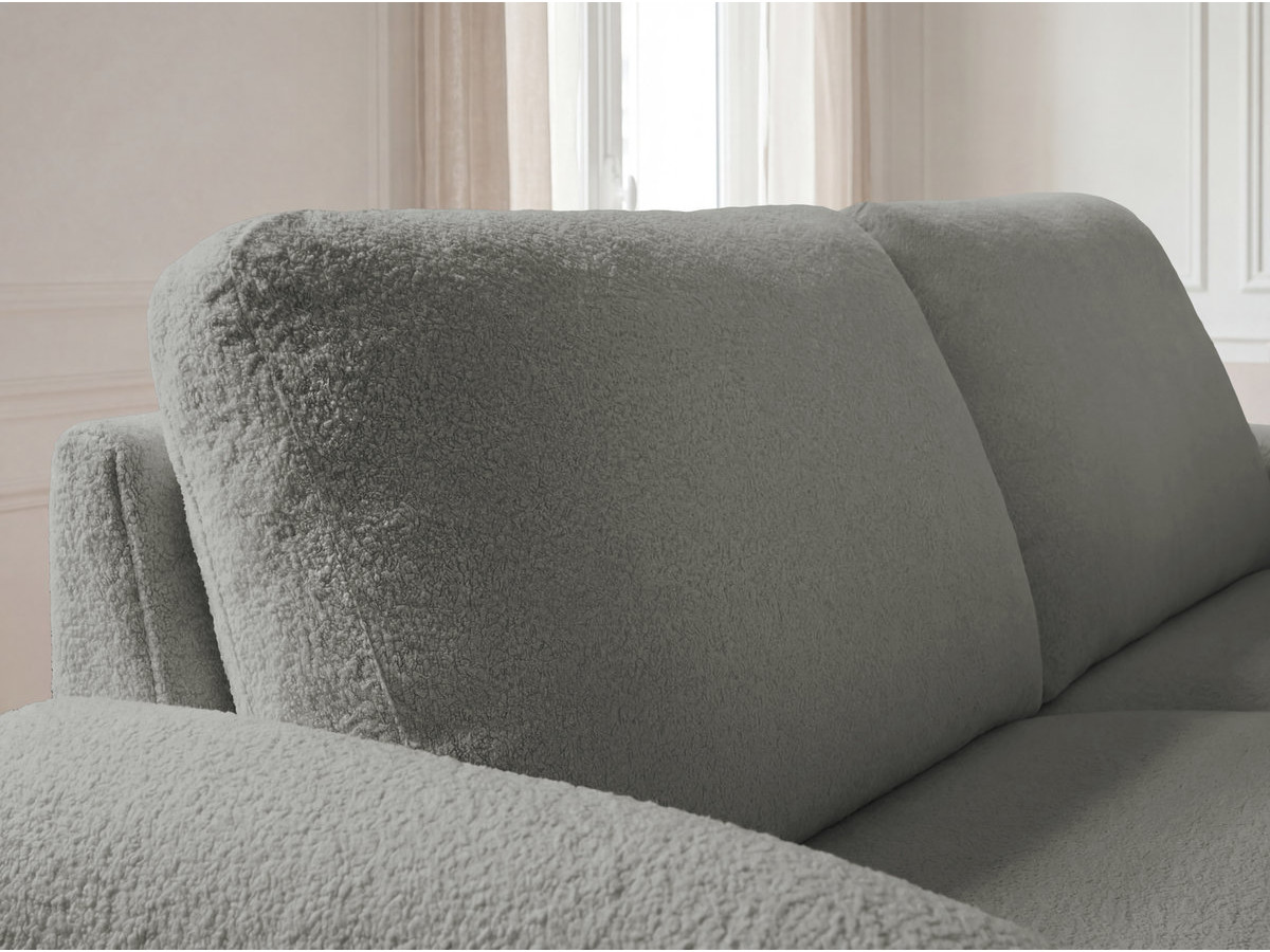 Bobochic Kenan Schlafsofa 3-Sitzer Bouclé-Stoff Dunkelgrau, Liegefläche 140 × 196 cm
