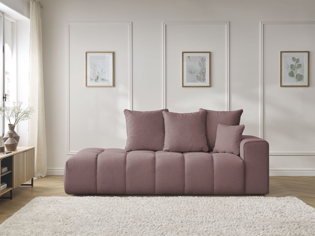 Bobochic Mont-blanc Sofa 4-Sitzer Melange-Stoff Rosa Armlehne rechts
