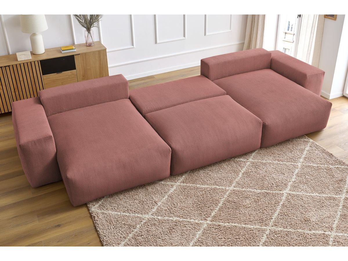 Bobochic Voltaire Wohnlandschaft 420 × 165 cm Cordsamt Rosa