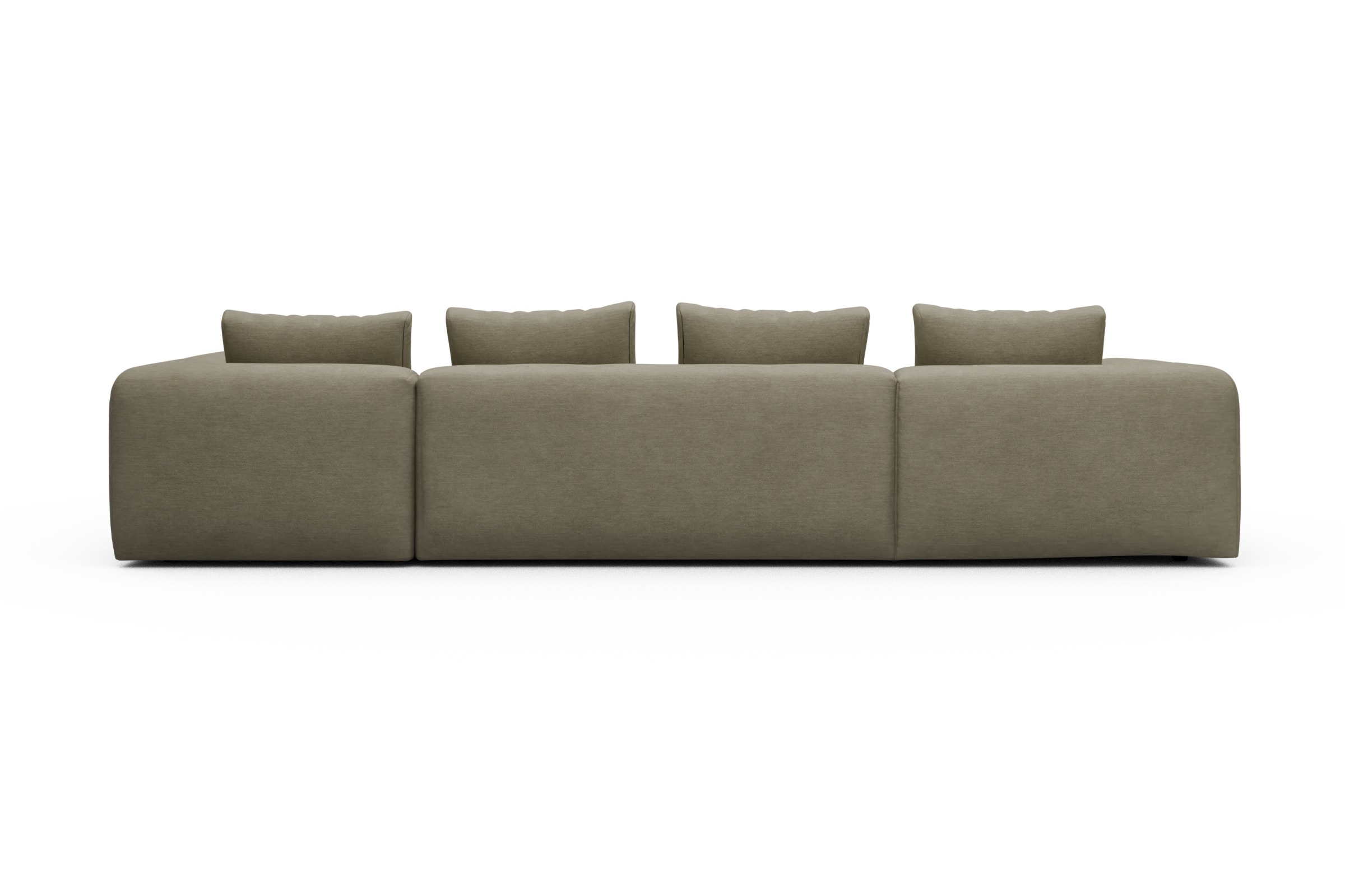 Wohnlandschaft Fred Chaiselongue links mit 2-Sitzer und lange Armlehne rechts Vivus-Dusty-Sand