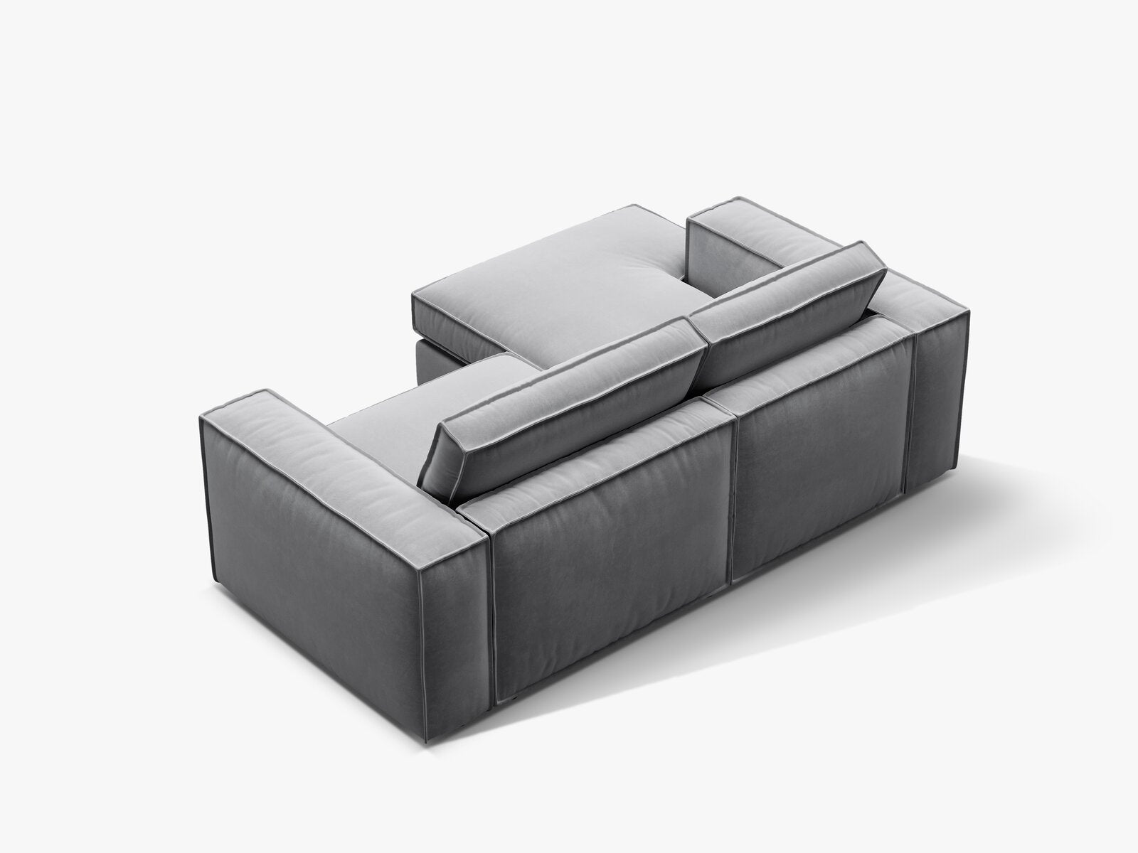 Micadoni modulares Ecksofa Pola 2-Sitzer kleine Version Links Samt Salvador Grau